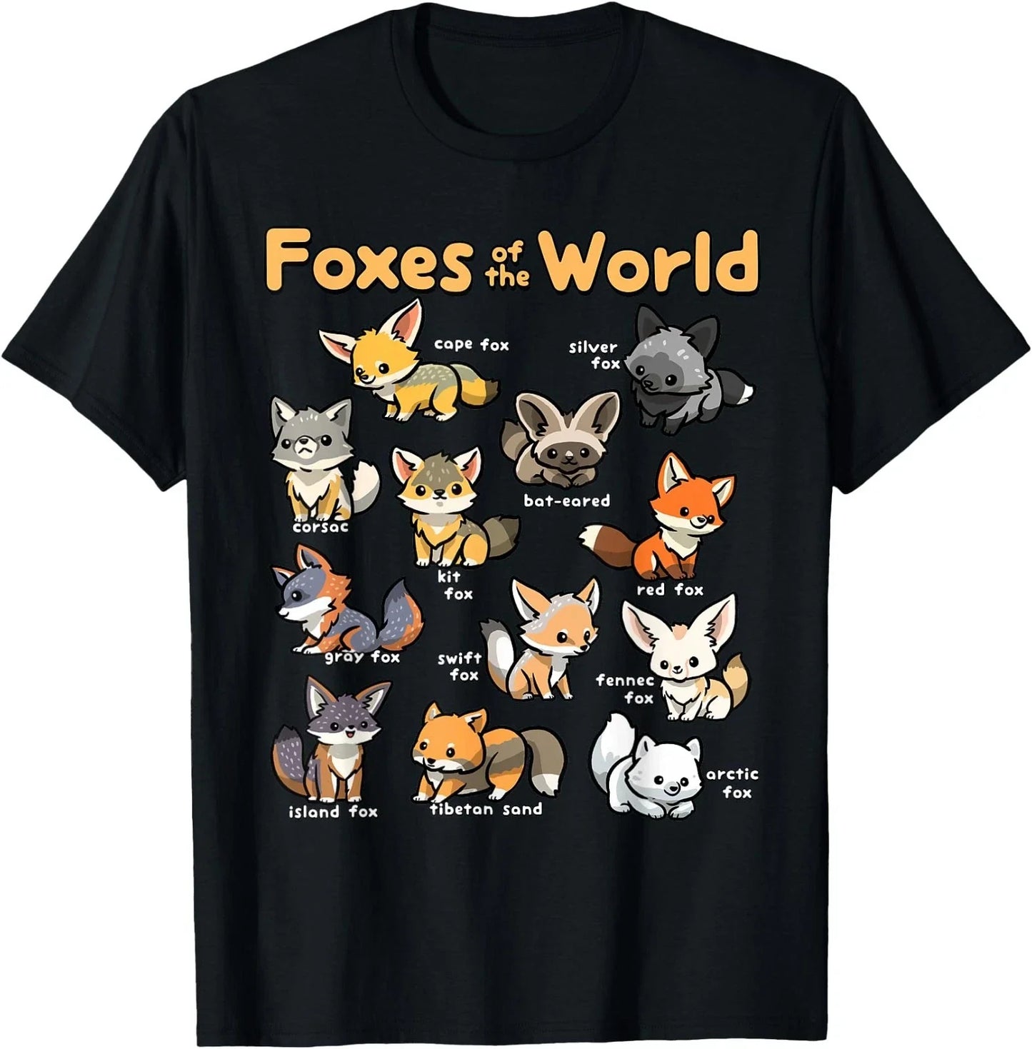 Kawaii Fox Animals of the World Educational Animal Fox Lover T-Shirt Unisex T-shirt, Sweatshirt, Hoodie, Long Sleeve Tee - T-Shirt, Sweatshirt, Hoodie