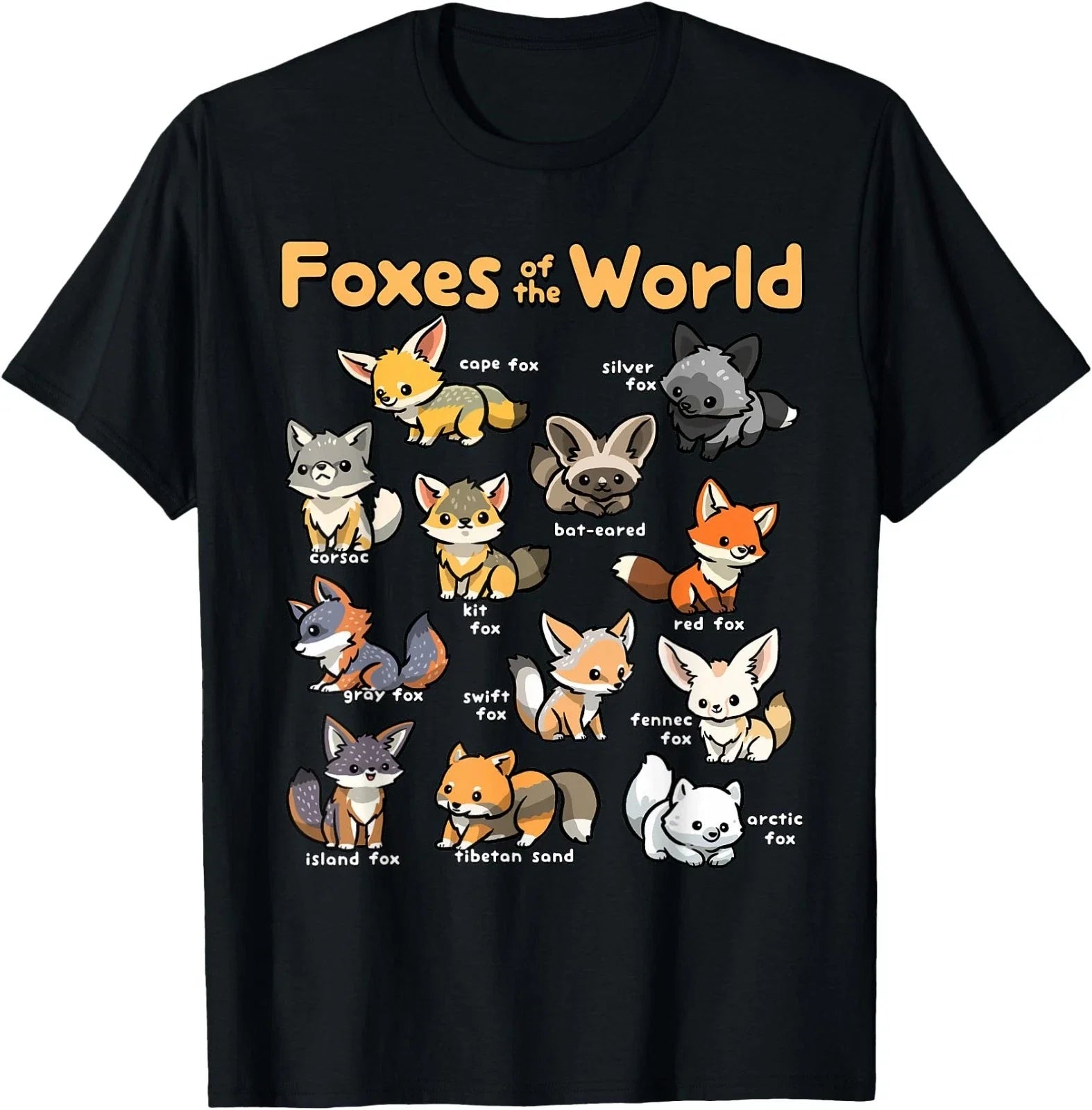 Kawaii Fox Animals of the World Educational Animal Fox Lover T-Shirt Unisex T-shirt, Sweatshirt, Hoodie, Long Sleeve Tee - T-Shirt, Sweatshirt, Hoodie