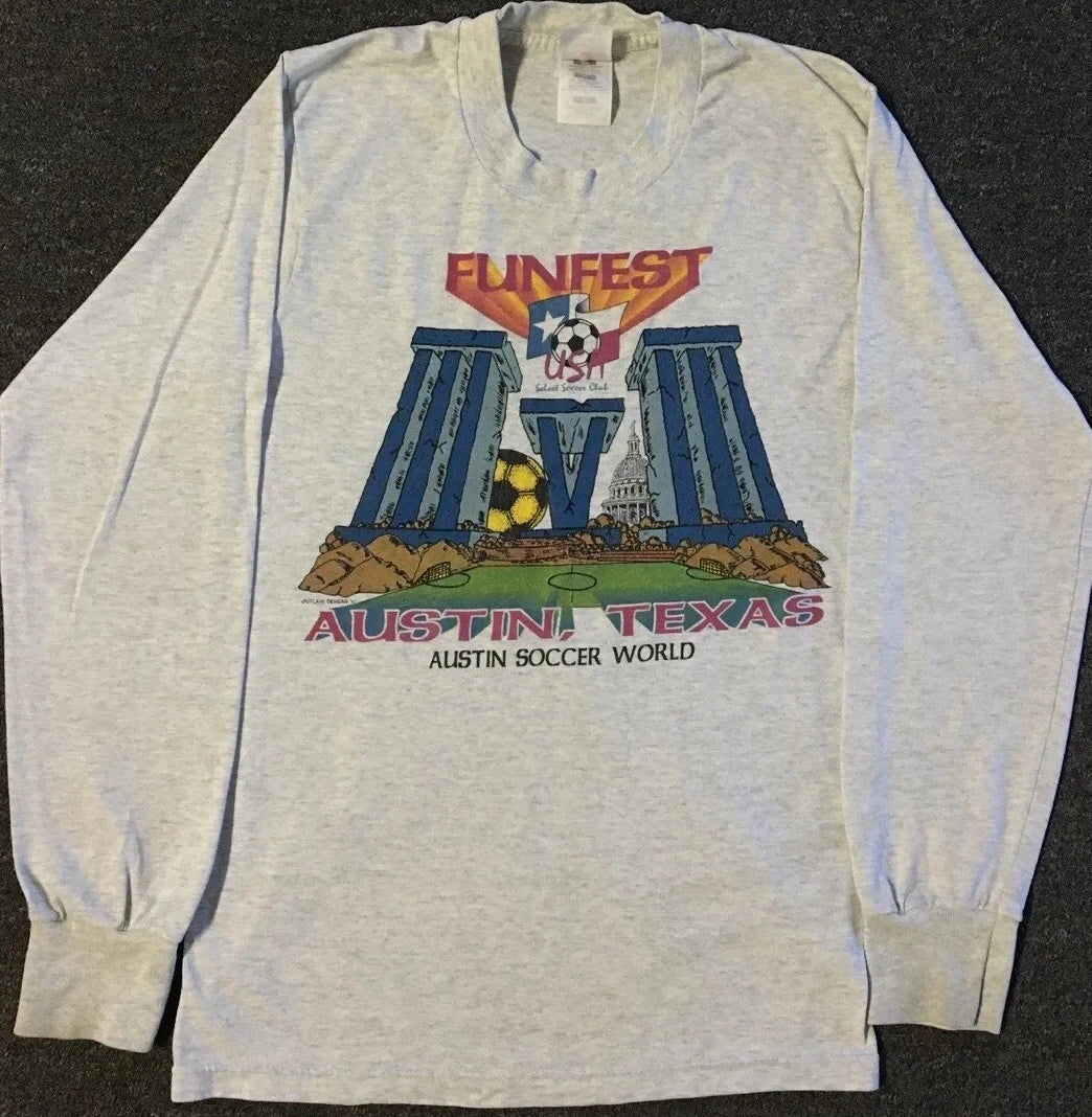 Vtg 90s Austin Soccer World Faded Distress Shirt S USA Texas School Track Grunge Unisex T-shirt, Sweatshirt, Hoodie, Long Sleeve Tee - T-Shirt, Sweatshirt, Hoodie