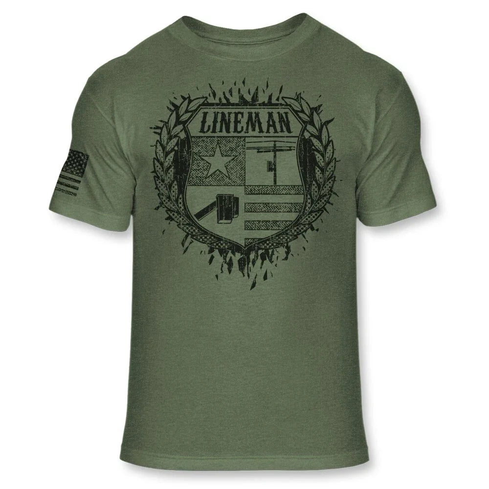 Lineman Crest T-Shirt - Linemans Coat of Arms Shirt - Lineworker Badge - A239 Unisex T-shirt, Sweatshirt, Hoodie, Long Sleeve Tee - T-Shirt, Sweatshirt, Hoodie