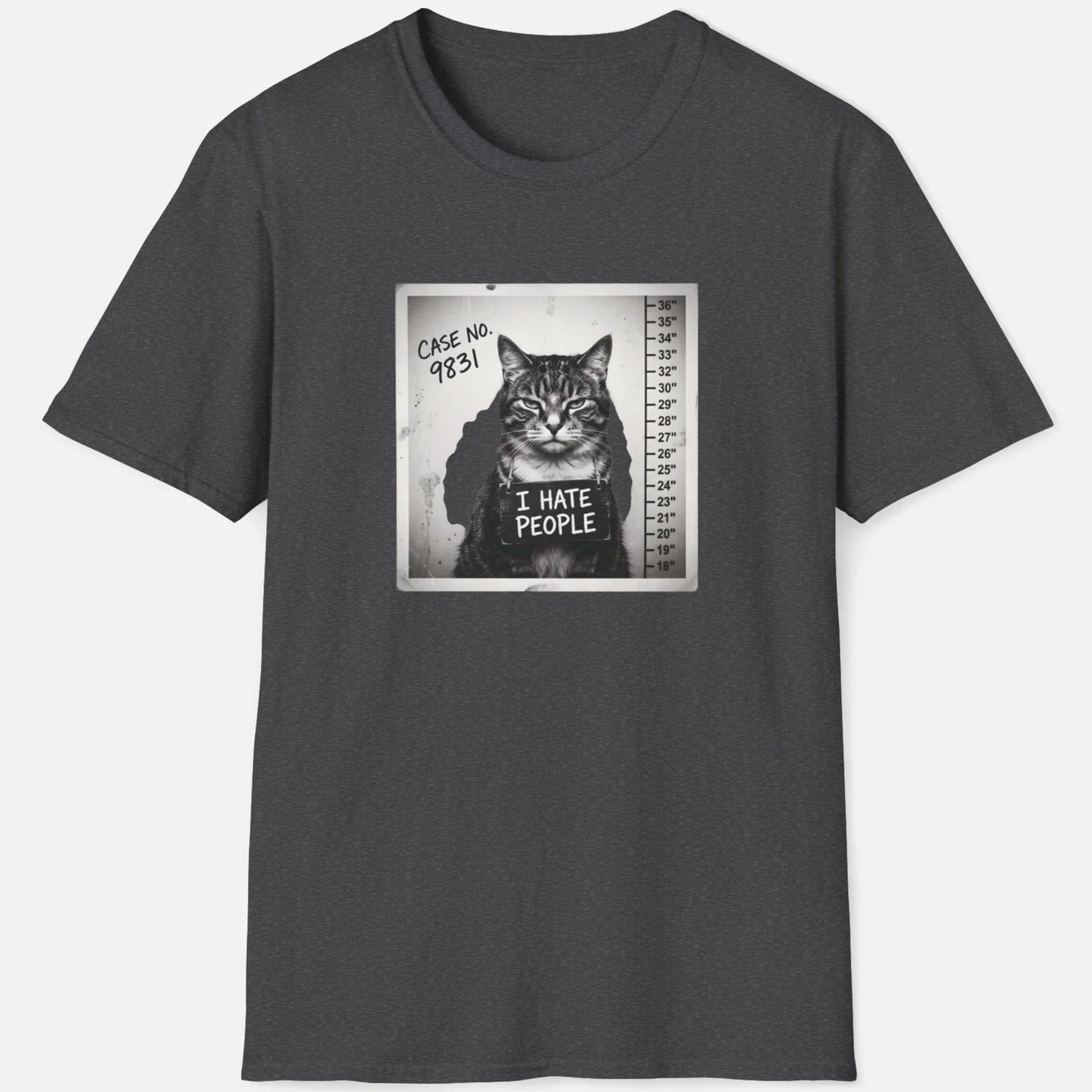 I Hate People Cat Shirt  Funny Mugshot Graphic Tee Unisex T-shirt, Sweatshirt, Hoodie, Long Sleeve Tee - T-Shirt, Sweatshirt, Hoodie