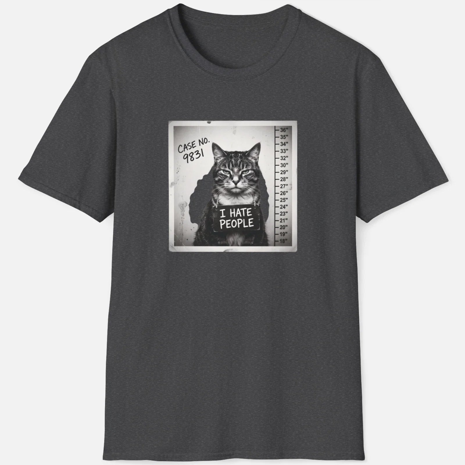 I Hate People Cat Shirt  Funny Mugshot Graphic Tee Unisex T-shirt, Sweatshirt, Hoodie, Long Sleeve Tee - T-Shirt, Sweatshirt, Hoodie