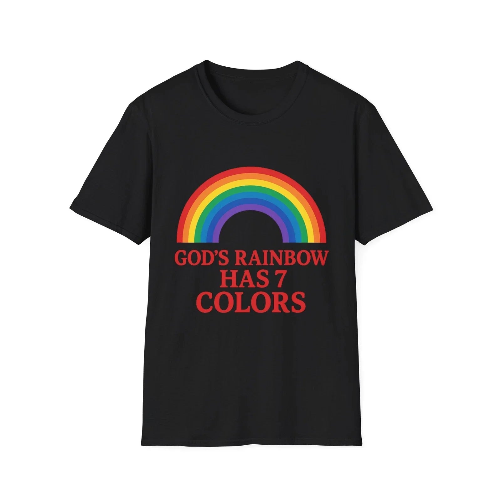 Rainbow Unisex Softstyle T-Shirt, God's rainbow, Christian Gift, 7 colors Unisex T-shirt, Sweatshirt, Hoodie, Long Sleeve Tee - T-Shirt, Sweatshirt, Hoodie