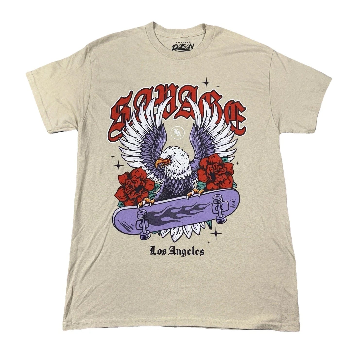 Popular Poison Savage Los Angeles Skate Tan T-Shirt M Streetwear Y2K Skater Unisex T-shirt, Sweatshirt, Hoodie, Long Sleeve Tee - T-Shirt, Sweatshirt, Hoodie