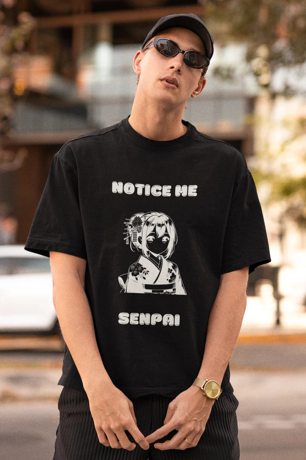 Anime Meme Notice Me Senpai Unisex Adult T-shirt Unisex T-shirt, Sweatshirt, Hoodie, Long Sleeve Tee - T-Shirt, Sweatshirt, Hoodie