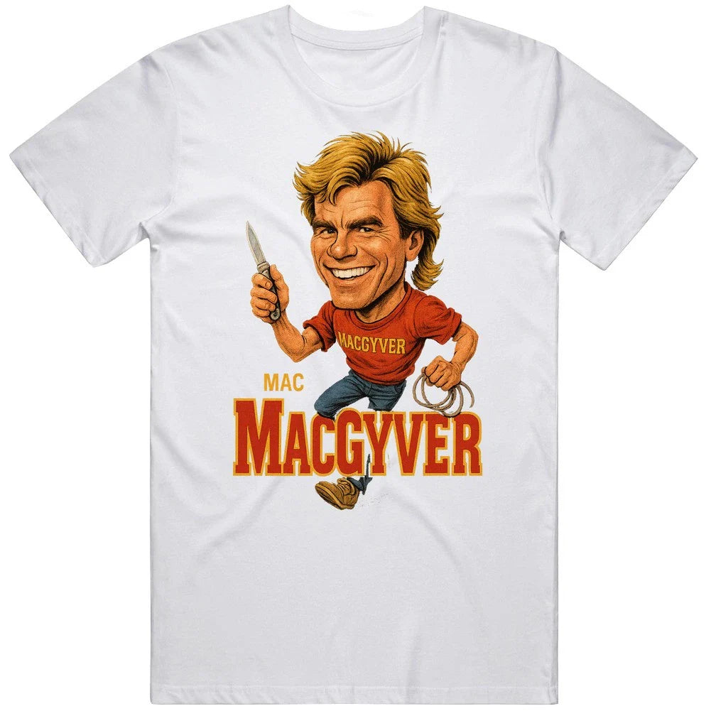MacGyver Vintage Retro Caricature T Shirt Unisex T-shirt, Sweatshirt, Hoodie, Long Sleeve Tee - T-Shirt, Sweatshirt, Hoodie