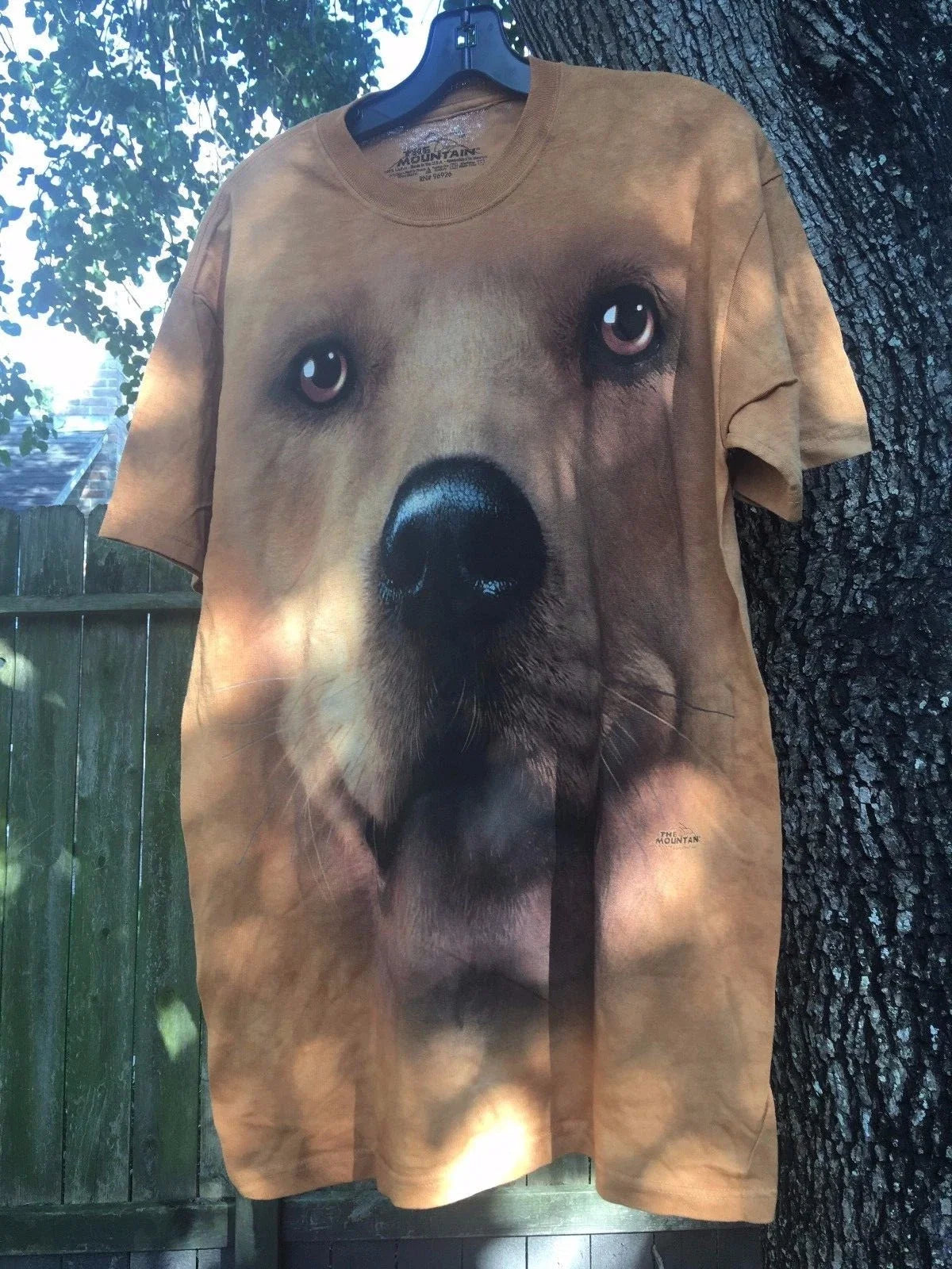 NEW The Mountain 3D Golden Face DOG Adult T-Shirt 100% Cotton--Clearance Unisex T-shirt, Sweatshirt, Hoodie, Long Sleeve Tee - T-Shirt, Sweatshirt, Hoodie