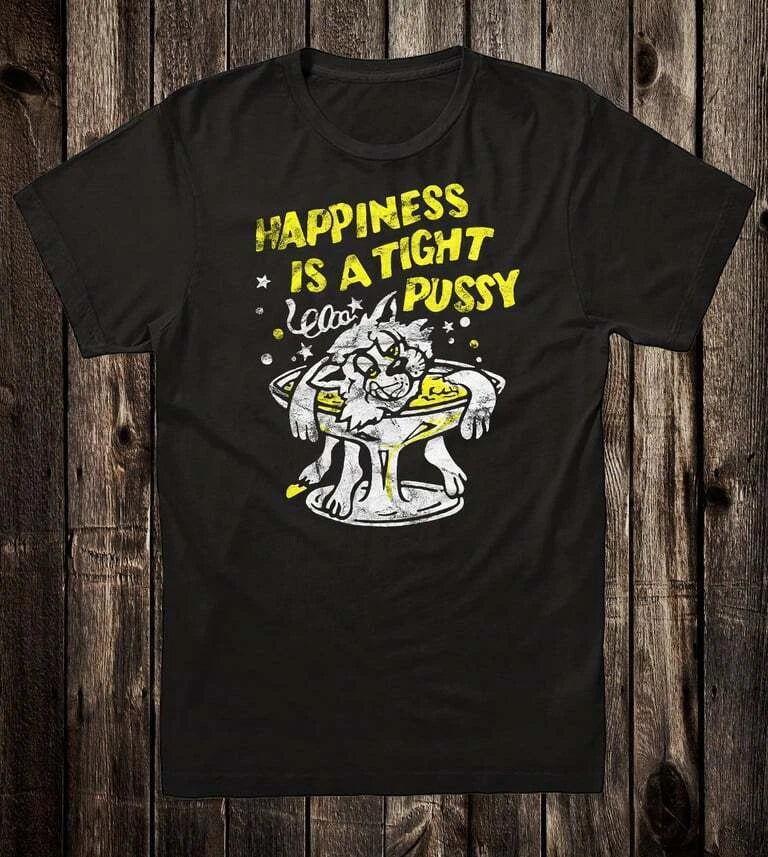Retro Tee T-shirt Novelty Design Groovy 70's Happiness Is A Tight Pussy Unisex T-shirt, Sweatshirt, Hoodie, Long Sleeve Tee - T-Shirt, Sweatshirt, Hoodie