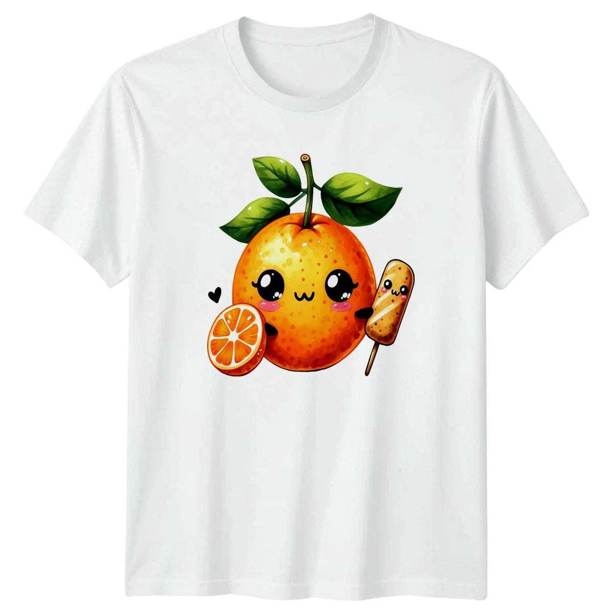 Sweet Kawaii Orange Fruit Popsicle T-Shirt Kawaii Food Fruit Lover Unisex T-shirt, Sweatshirt, Hoodie, Long Sleeve Tee - T-Shirt, Sweatshirt, Hoodie