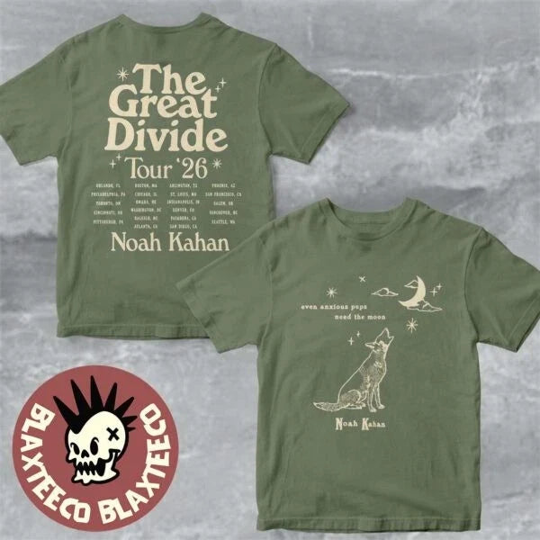Noah Kahan The Great Divide Tour 2026 North America Orbiter Howling Pup T-Shirt Unisex T-shirt, Sweatshirt, Hoodie, Long Sleeve Tee - T-Shirt, Sweatshirt, Hoodie