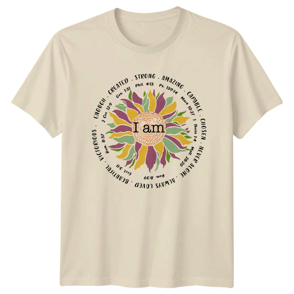Christian I Am Sunflower Bible Verse Graphic Print T-Shirt Unisex T-shirt, Sweatshirt, Hoodie, Long Sleeve Tee - T-Shirt, Sweatshirt, Hoodie