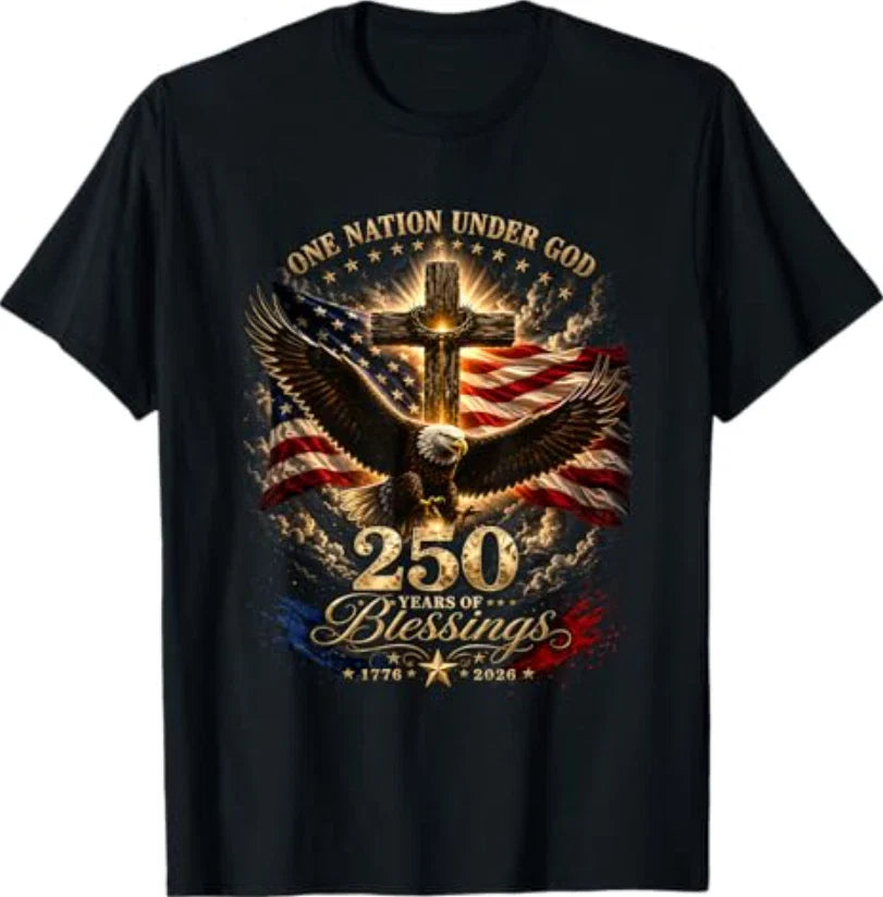 One Nation Under God 250 Years 250th Anniversary USA Men T-Shirt Unisex T-shirt, Sweatshirt, Hoodie, Long Sleeve Tee - T-Shirt, Sweatshirt, Hoodie