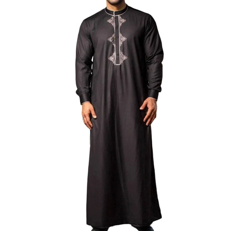 Men s Long Robe For Cultural Event Patterned Collar And Band Trim For Stylish Unisex T-shirt, Sweatshirt, Hoodie, Long Sleeve Tee - T-Shirt, Sweatshirt, Hoodie