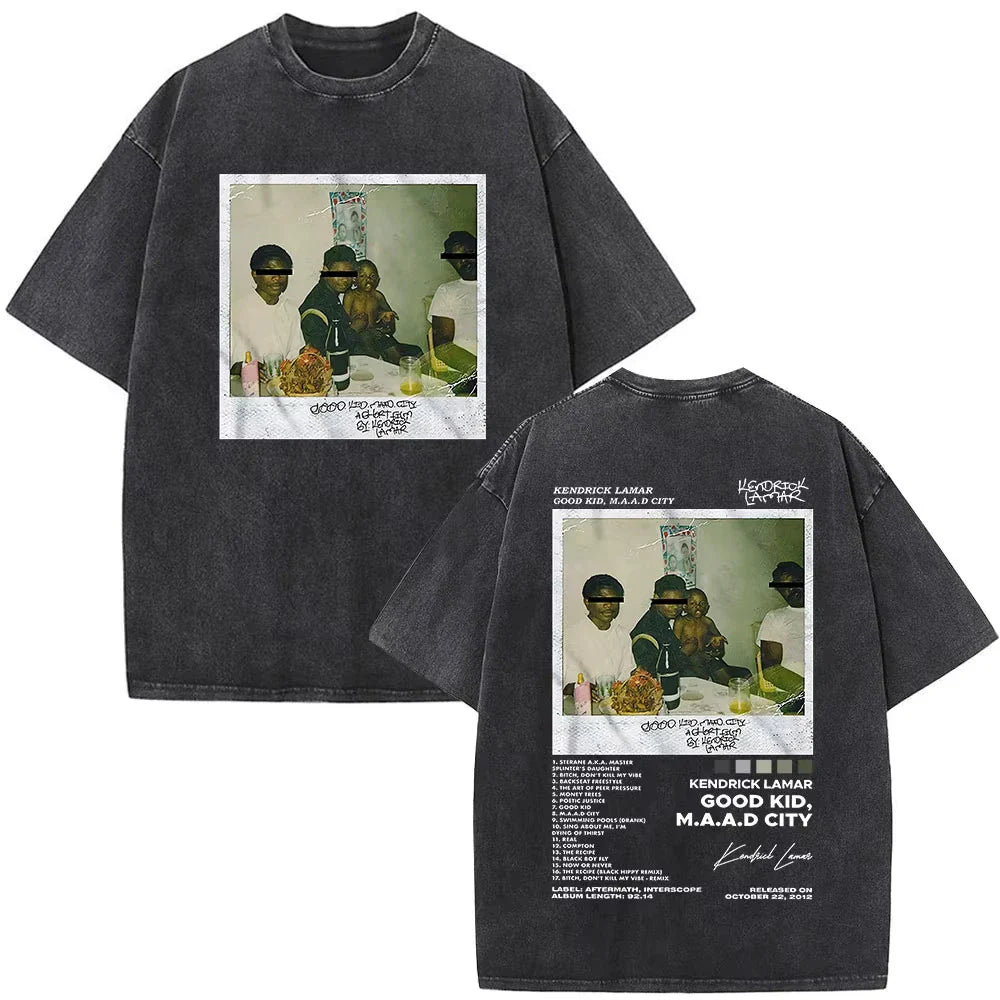 Kendrick Lamar Graphic T Shirt Washed Black Oversized Y2K Rap Tee Mens Top Unisex T-shirt, Sweatshirt, Hoodie, Long Sleeve Tee - T-Shirt, Sweatshirt, Hoodie