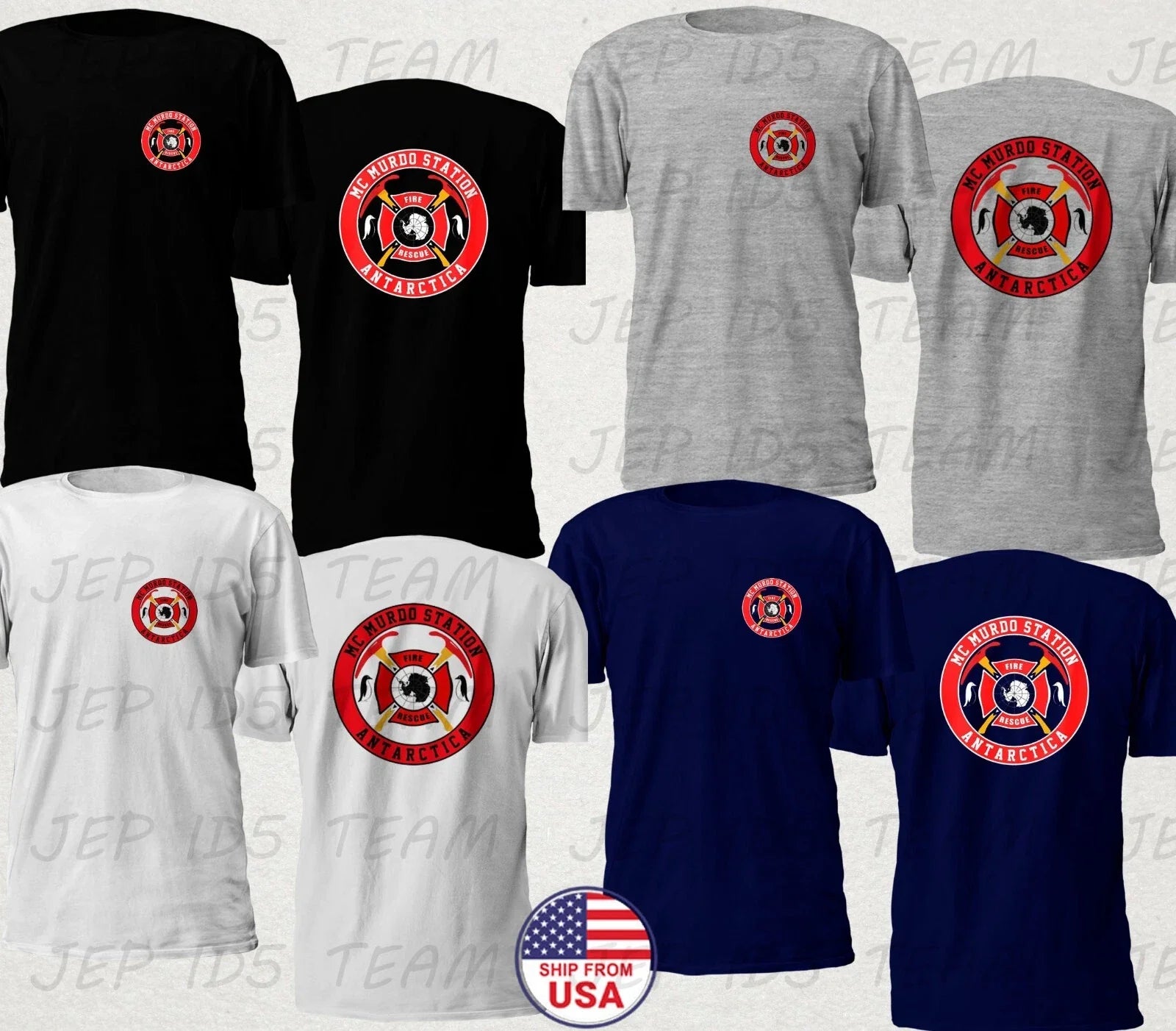 McMURDO ANTARCTICA STATION FIRE RESCUE DEPARTMENT - custom tshirt tee Unisex T-shirt, Sweatshirt, Hoodie, Long Sleeve Tee - T-Shirt, Sweatshirt, Hoodie