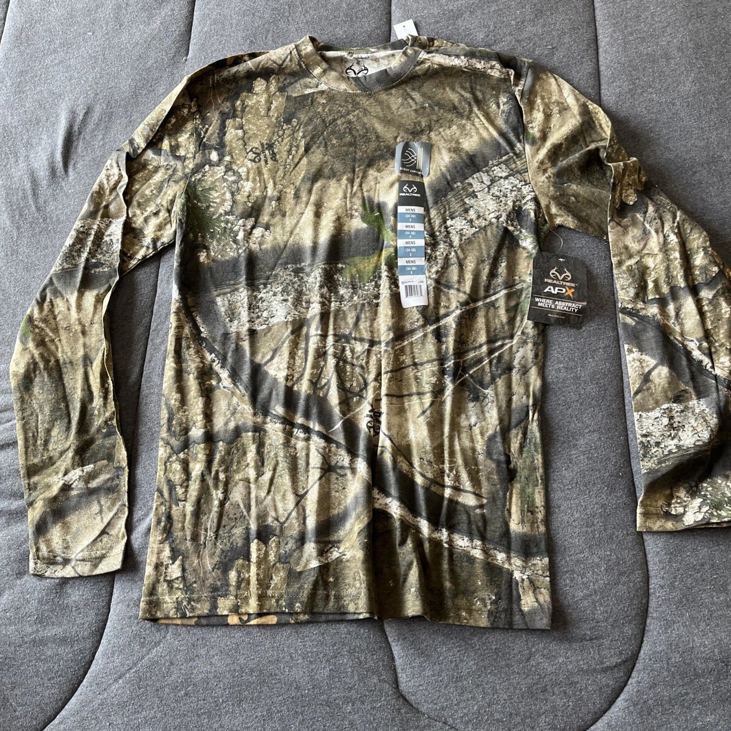 REALTREE APX SCENT CONTROL HUNTING CAMO LONG  SLEEVE MEN'S T-SHIRT (SIZE - S) Unisex T-shirt, Sweatshirt, Hoodie, Long Sleeve Tee - T-Shirt, Sweatshirt, Hoodie