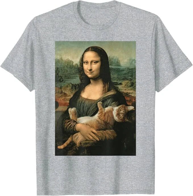Mona Lisa With Orange Cat Funny Art Painting T-Shirt Unisex T-shirt, Sweatshirt, Hoodie, Long Sleeve Tee - T-Shirt, Sweatshirt, Hoodie