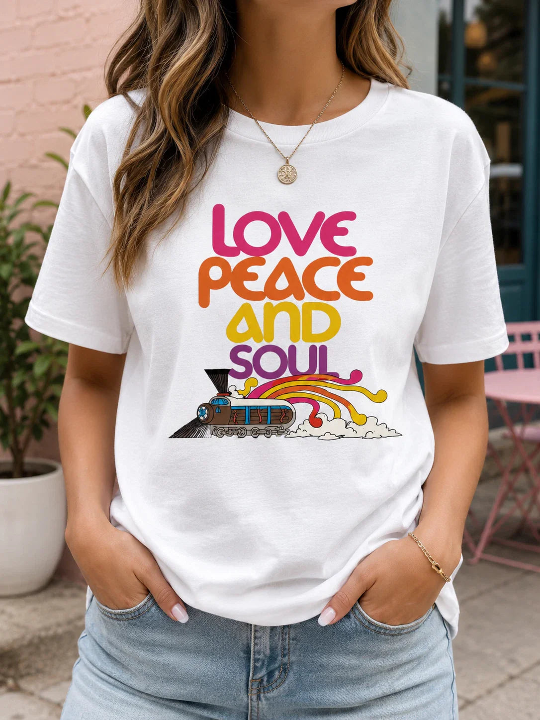 Love Peace And Soul Shirt Retro Hippie Graphic Tee Royal Blue Vintage Music Unisex T-shirt, Sweatshirt, Hoodie, Long Sleeve Tee - T-Shirt, Sweatshirt, Hoodie