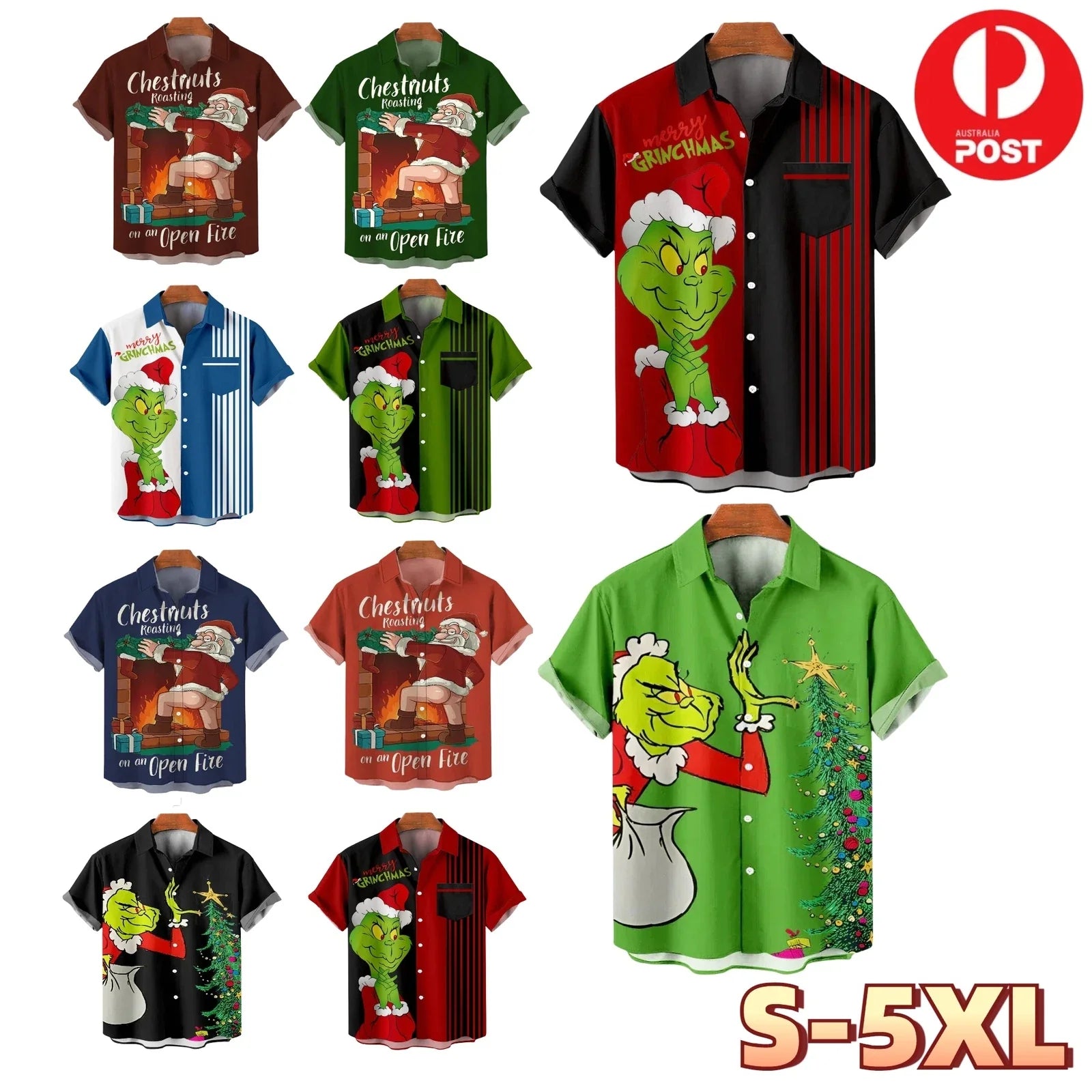 Mens Christmas Shirt Hawaiian Summer Beach Short sleeve Tops Santa Xmas Party AU Unisex T-shirt, Sweatshirt, Hoodie, Long Sleeve Tee - T-Shirt, Sweatshirt, Hoodie