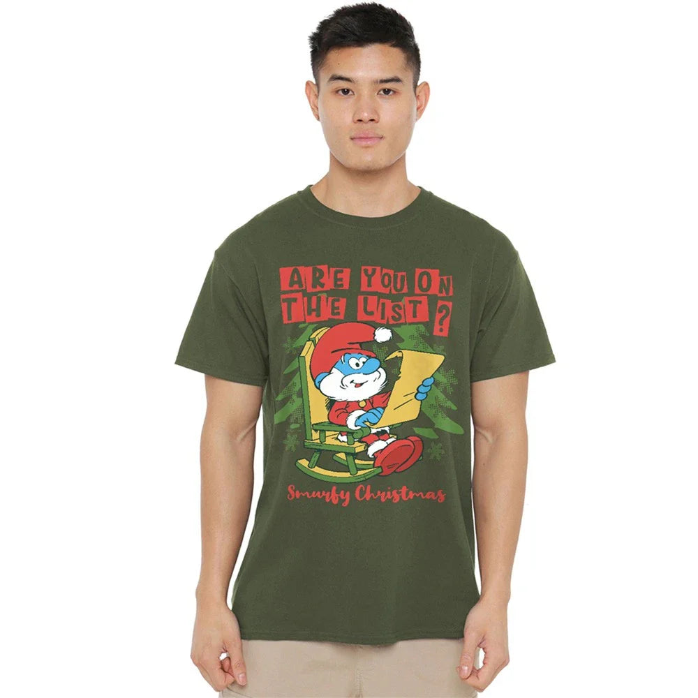 Smurfs Christmas, Papa Smurf Are You On The List T-Shirt S-3XL, Military Green Unisex T-shirt, Sweatshirt, Hoodie, Long Sleeve Tee - T-Shirt, Sweatshirt, Hoodie
