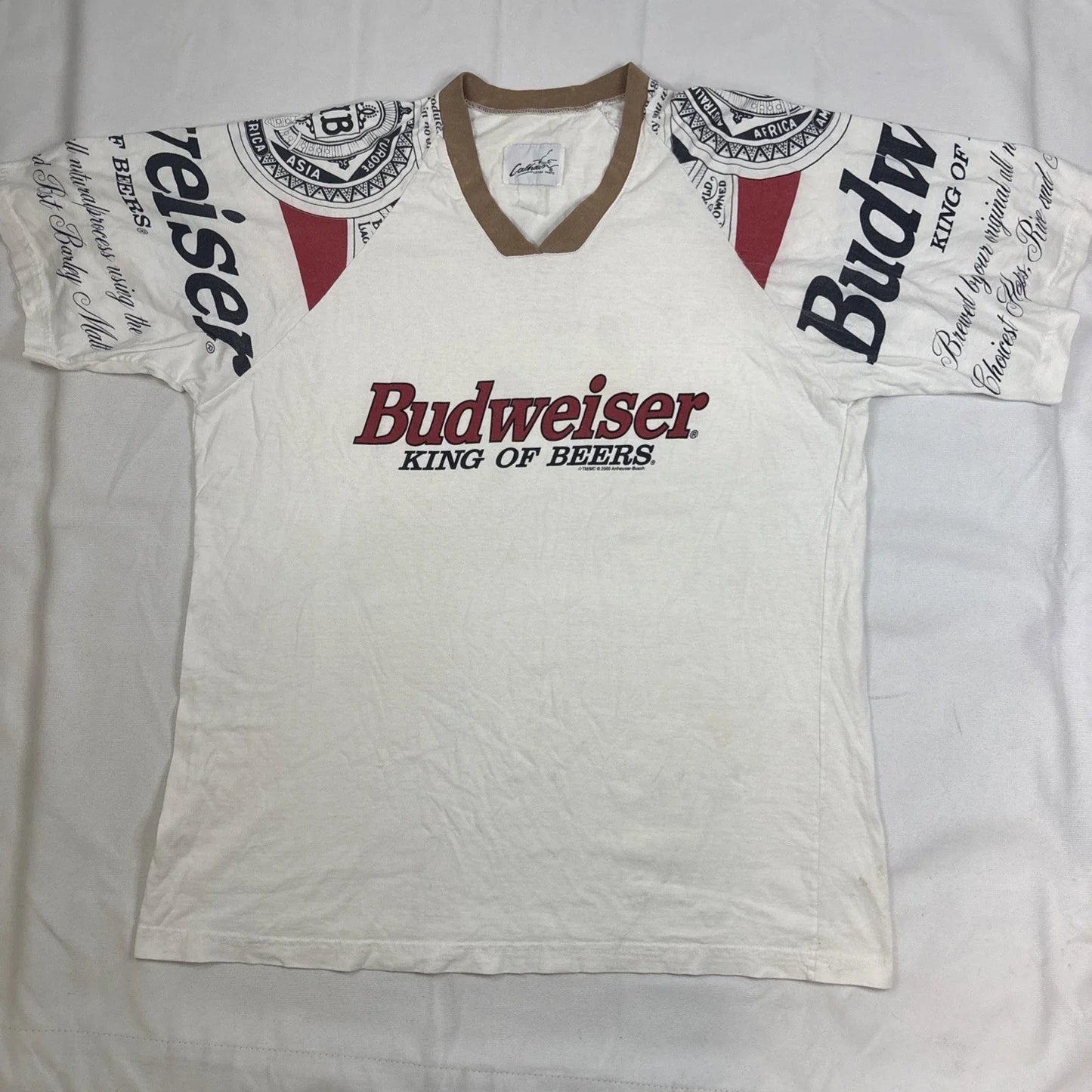 Calhoun T Shirt Mens XL White Budweiser Long Of Beers 2000 Y2K Sleeves Unisex T-shirt, Sweatshirt, Hoodie, Long Sleeve Tee - T-Shirt, Sweatshirt, Hoodie