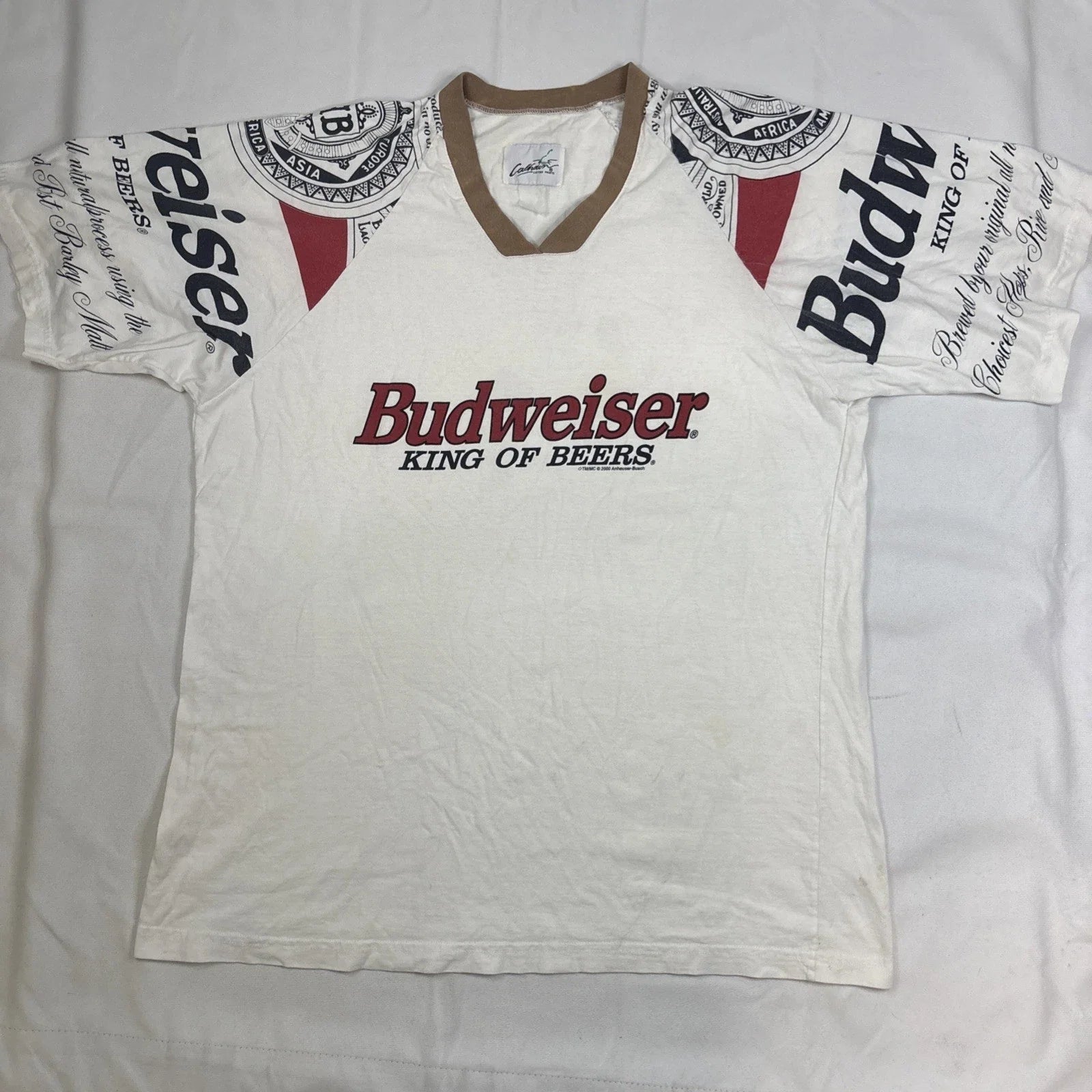 Calhoun T Shirt Mens XL White Budweiser Long Of Beers 2000 Y2K Sleeves Unisex T-shirt, Sweatshirt, Hoodie, Long Sleeve Tee - T-Shirt, Sweatshirt, Hoodie