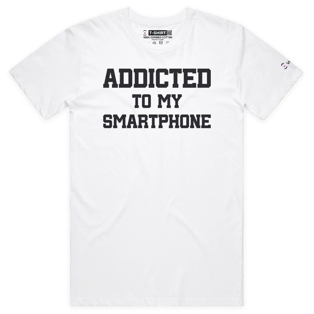VOICEART Addicted To My Smartphone Dad Jokes Funny Typography Premium T-Shirt Unisex T-shirt, Sweatshirt, Hoodie, Long Sleeve Tee - T-Shirt, Sweatshirt, Hoodie