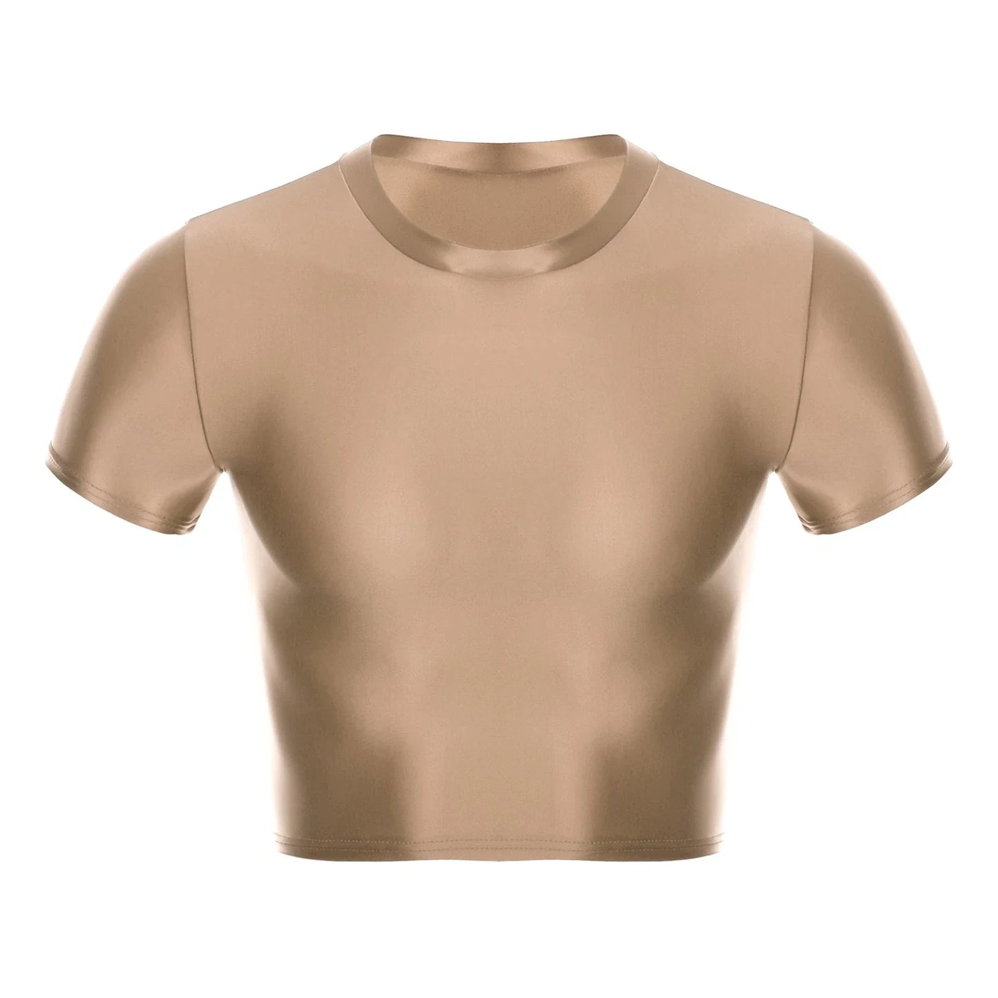 Men Glossy Crop Tops Stretchy Casual Short Sleeve T-shirt Muscle Tops Sportwear Unisex T-shirt, Sweatshirt, Hoodie, Long Sleeve Tee - T-Shirt, Sweatshirt, Hoodie