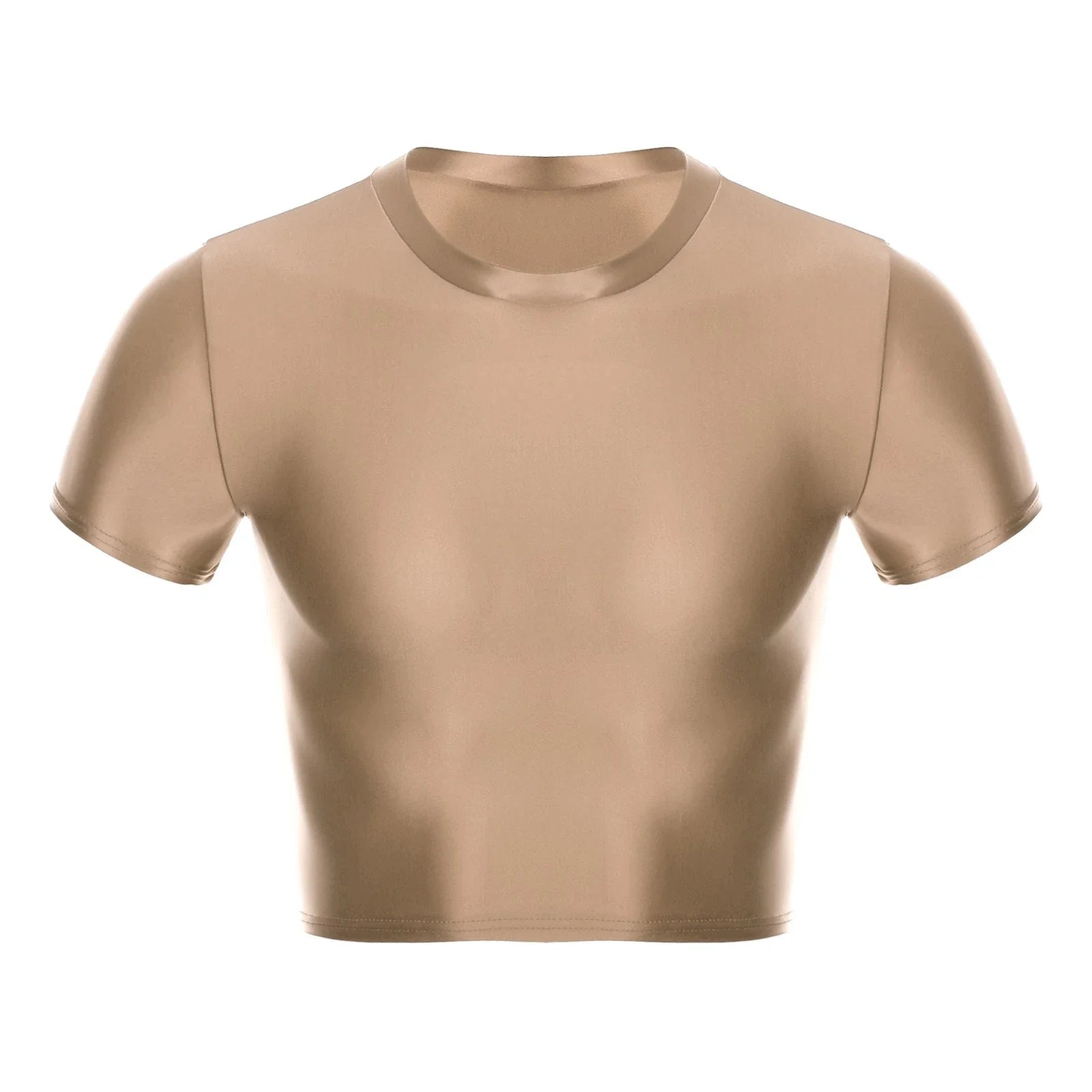 Men Glossy Crop Tops Stretchy Casual Short Sleeve T-shirt Muscle Tops Sportwear Unisex T-shirt, Sweatshirt, Hoodie, Long Sleeve Tee - T-Shirt, Sweatshirt, Hoodie