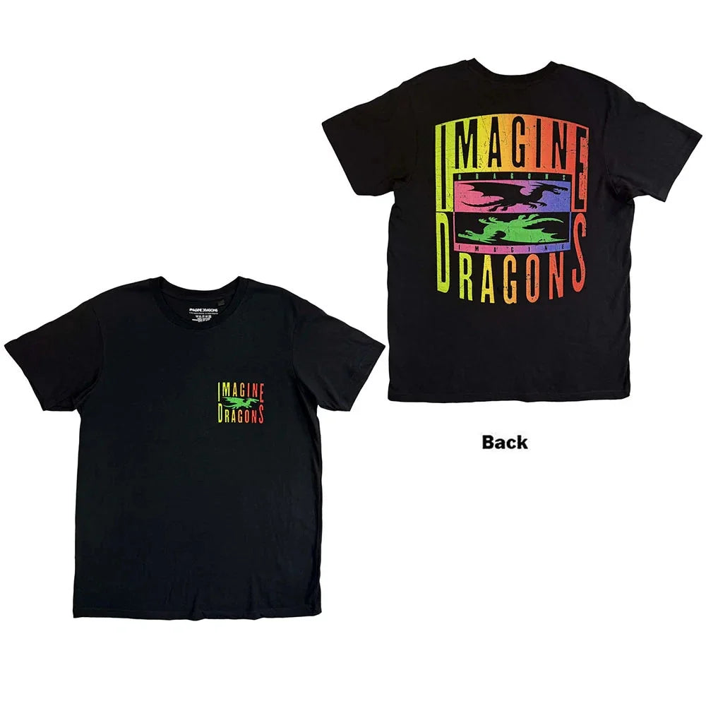 Imagine Dragons T-Shirt: Double Dragons Pocket (Black) (Back Print) OFFICIAL NEW Unisex T-shirt, Sweatshirt, Hoodie, Long Sleeve Tee - T-Shirt, Sweatshirt, Hoodie