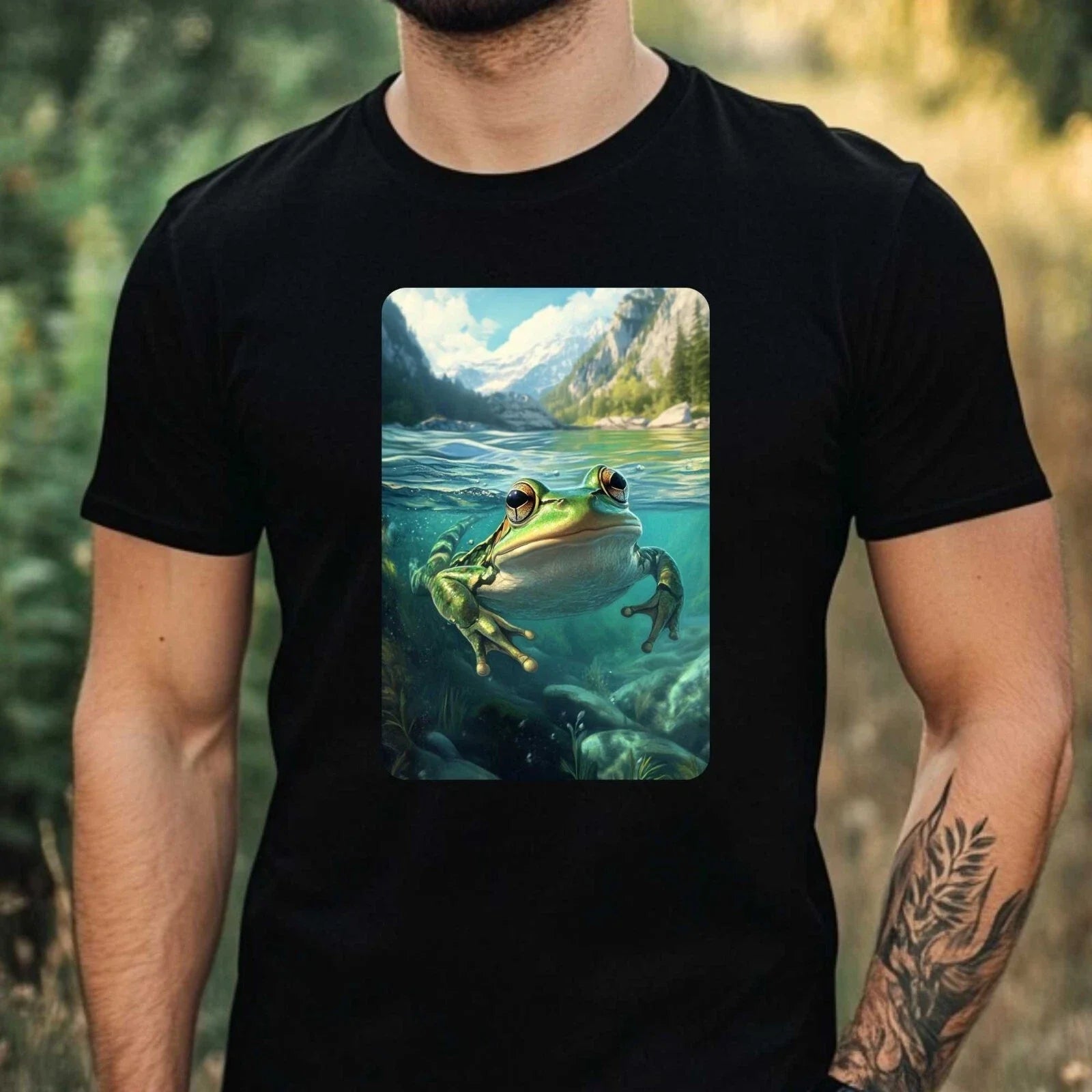 Mens Frog Swimming In Ocean Motif Cotton T-Shirt Size XS to 5XL Unisex T-shirt, Sweatshirt, Hoodie, Long Sleeve Tee - T-Shirt, Sweatshirt, Hoodie