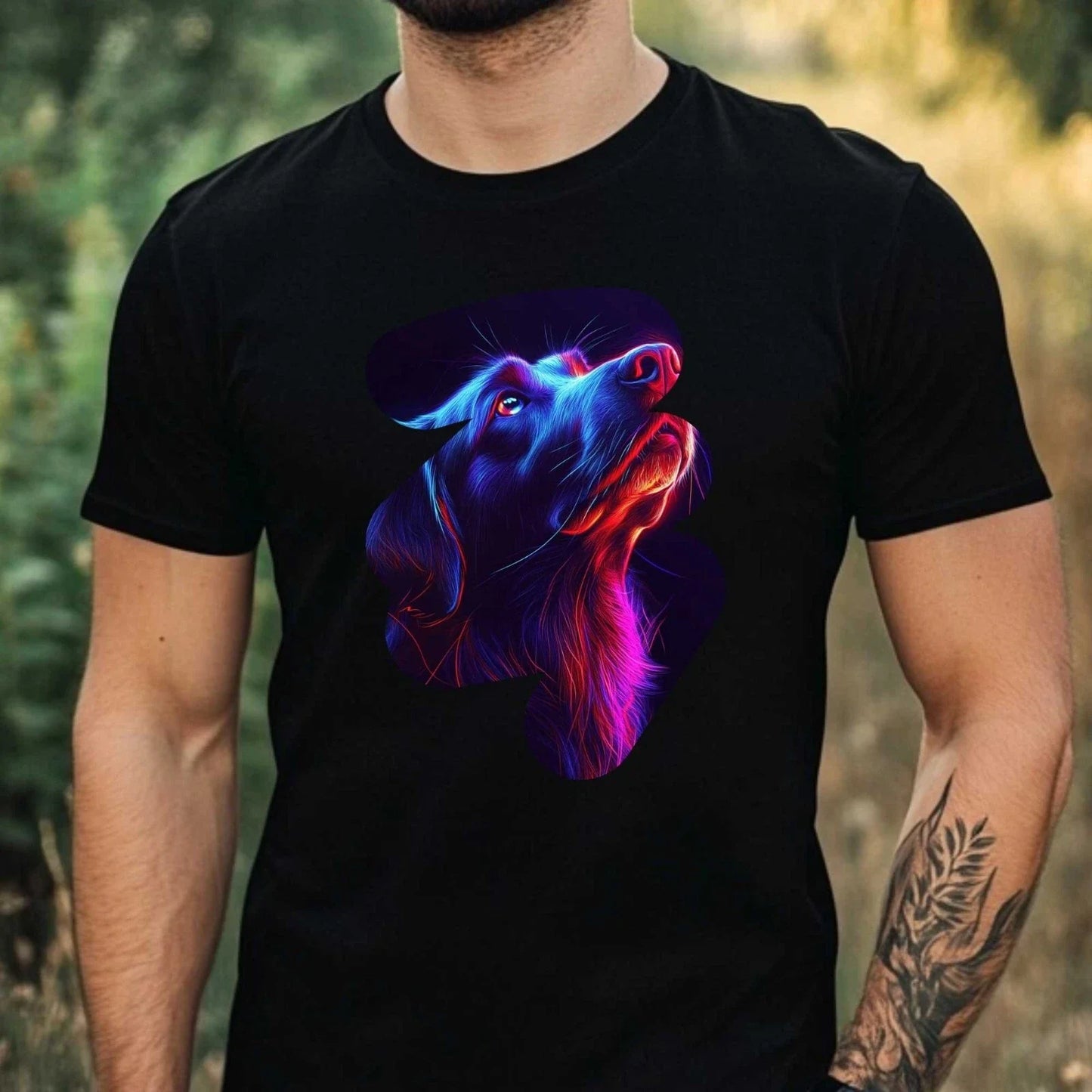 Mens Light Up Dog Print Cotton T-Shirt Size XS to 5XL Unisex T-shirt, Sweatshirt, Hoodie, Long Sleeve Tee - T-Shirt, Sweatshirt, Hoodie