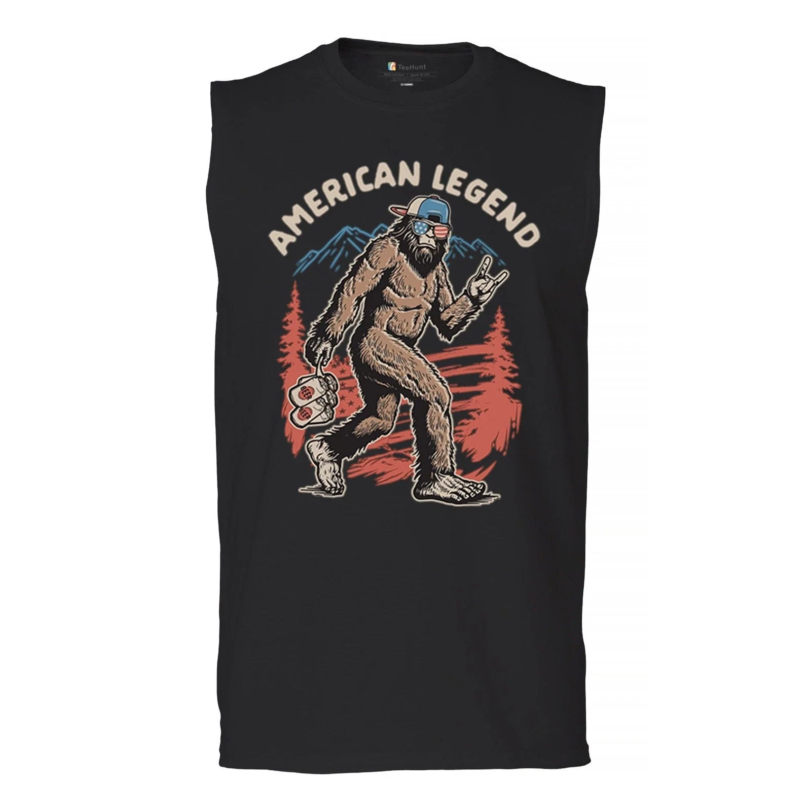 American Legend Bigfoot Muscle Shirt Patriot Funny Sasquatch Fan 4 July Men's Unisex T-shirt, Sweatshirt, Hoodie, Long Sleeve Tee - T-Shirt, Sweatshirt, Hoodie