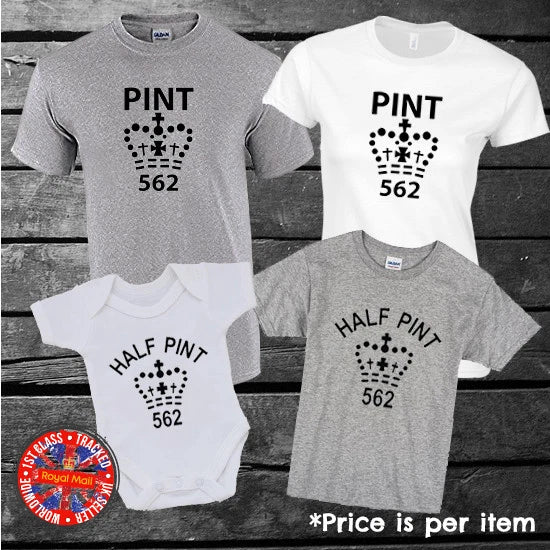 Pint Half Pint Mother Father Son Daughter Matching Family Set Gift Unisex T-shirt, Sweatshirt, Hoodie, Long Sleeve Tee - T-Shirt, Sweatshirt, Hoodie