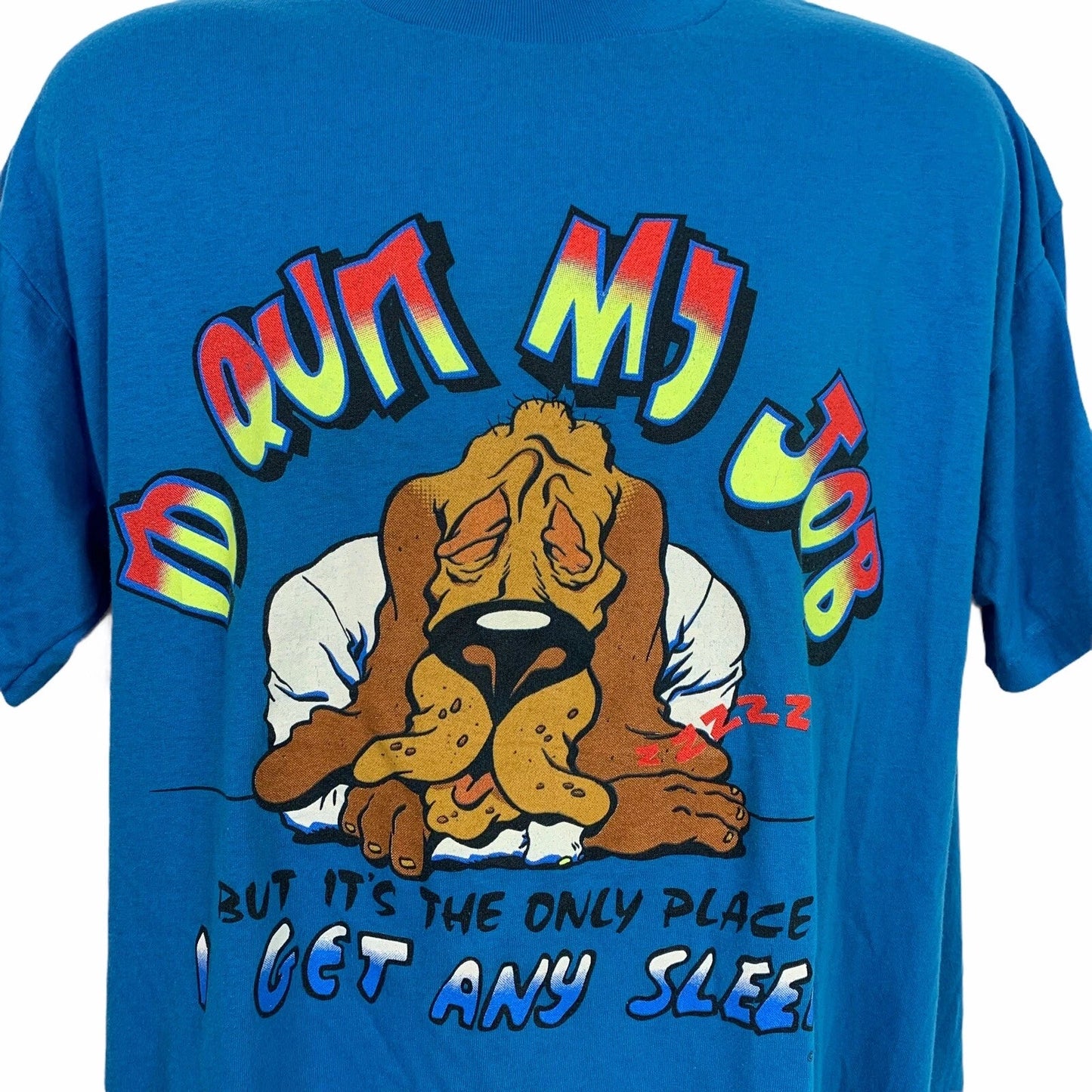 Asleep On The Job Vintage 80s T-Shirt Dog Funny  Workplace Humor Made In USA L Unisex T-shirt, Sweatshirt, Hoodie, Long Sleeve Tee - T-Shirt, Sweatshirt, Hoodie