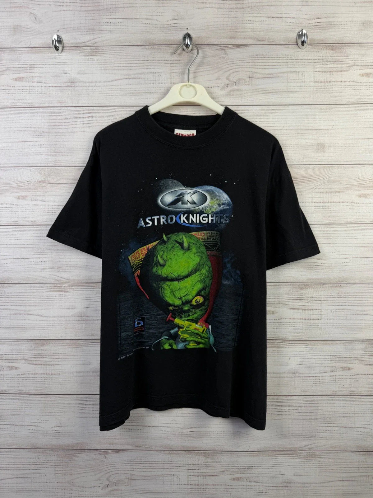 Vintage 2000 Astro Knights Alien Graphic T-Shirt Black Y2K Sci-Fi Tee Unisex T-shirt, Sweatshirt, Hoodie, Long Sleeve Tee - T-Shirt, Sweatshirt, Hoodie