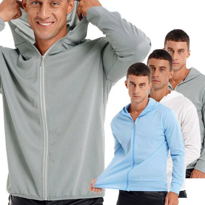 Mens UPF 50+ Sun Skin Protection T-Shirt Hoodie Long Sleeve Outdoor Fishing Top Unisex T-shirt, Sweatshirt, Hoodie, Long Sleeve Tee - T-Shirt, Sweatshirt, Hoodie