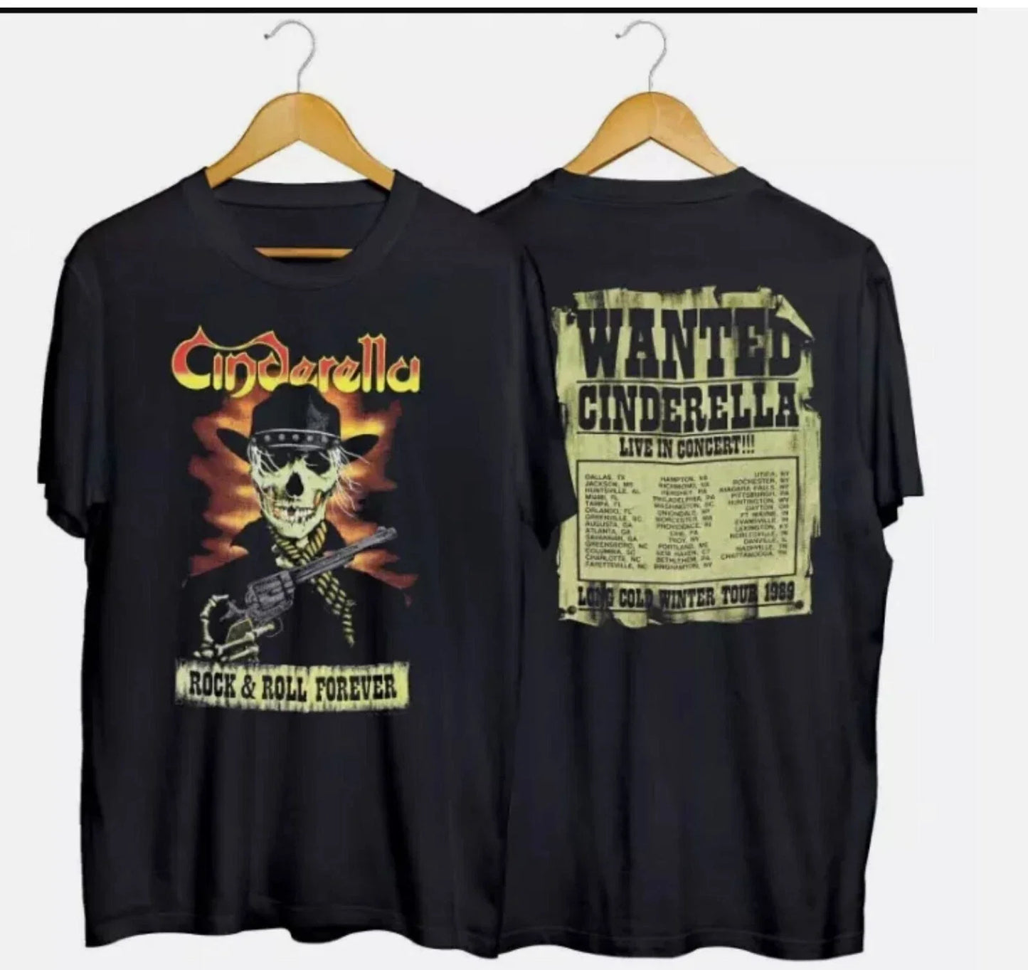 Vintage 1989 Cinderella Long Cold Winter Tour T-Shirt Rock Band Concert Tee Unisex T-shirt, Sweatshirt, Hoodie, Long Sleeve Tee - T-Shirt, Sweatshirt, Hoodie