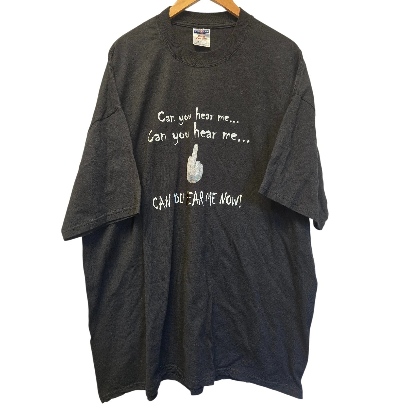Vtg 2000s Y2k Can You Hear Me Now Middle Finger T Shirt 3XL Jerzees Unisex T-shirt, Sweatshirt, Hoodie, Long Sleeve Tee - T-Shirt, Sweatshirt, Hoodie