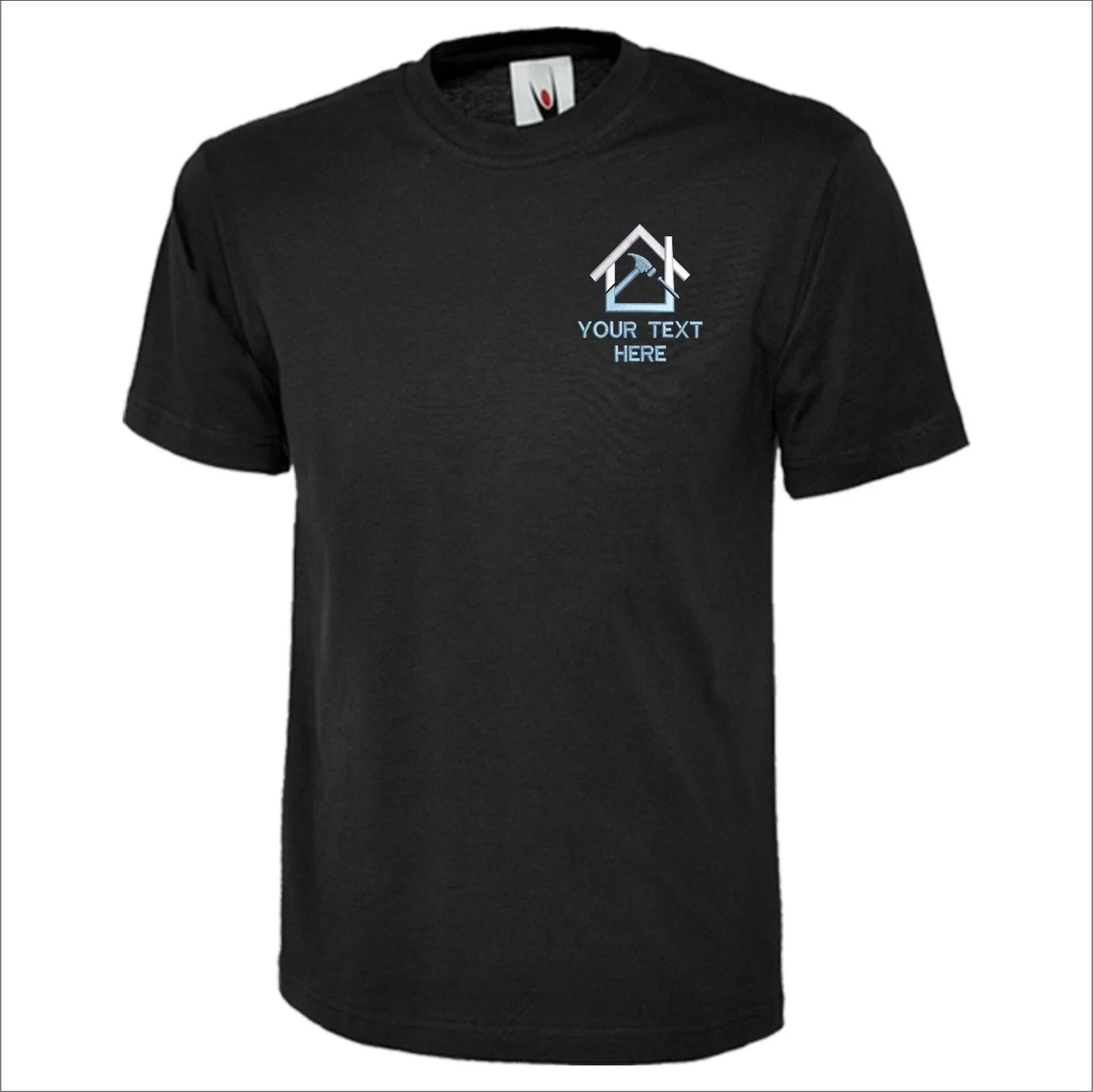 Personalised Embroidered Customer Text Builder T-Shirt Construction Workwear Top Unisex T-shirt, Sweatshirt, Hoodie, Long Sleeve Tee - T-Shirt, Sweatshirt, Hoodie