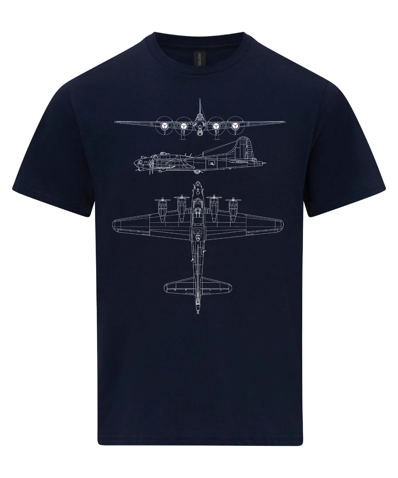 B-17 Flying Fortress T-Shirt, Technical Drawing Blueprint , Bomber Aircraft USAF Unisex T-shirt, Sweatshirt, Hoodie, Long Sleeve Tee - T-Shirt, Sweatshirt, Hoodie