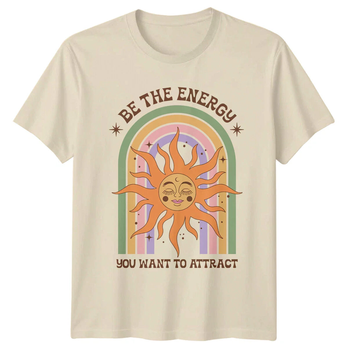 Be The Energy You Want To Attract Rainbow Sun Boho Celestial T-Shirt Unisex T-shirt, Sweatshirt, Hoodie, Long Sleeve Tee - T-Shirt, Sweatshirt, Hoodie