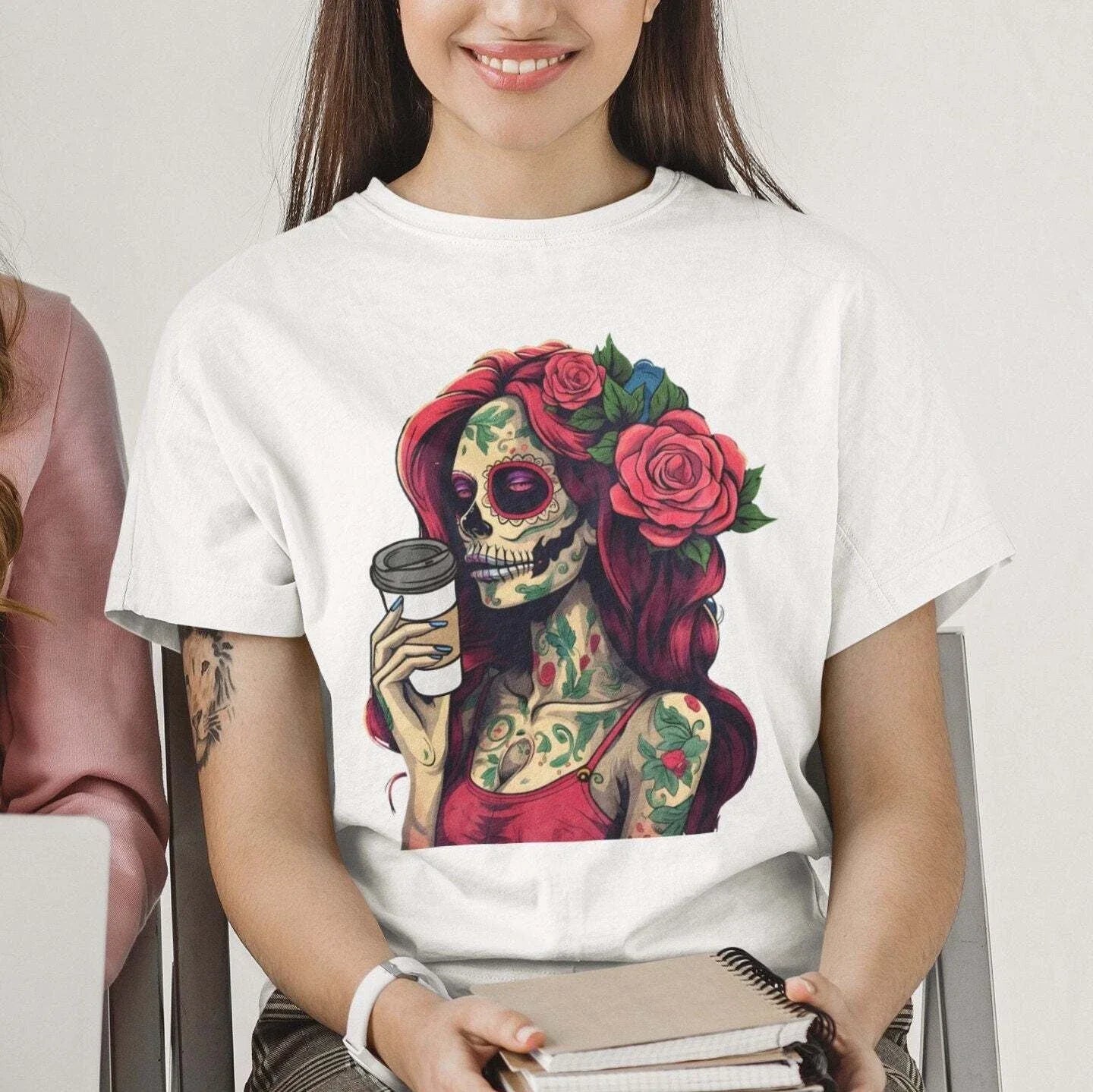 Coffee Sugar Skull T-Shirt Unisex T-shirt, Sweatshirt, Hoodie, Long Sleeve Tee - T-Shirt, Sweatshirt, Hoodie