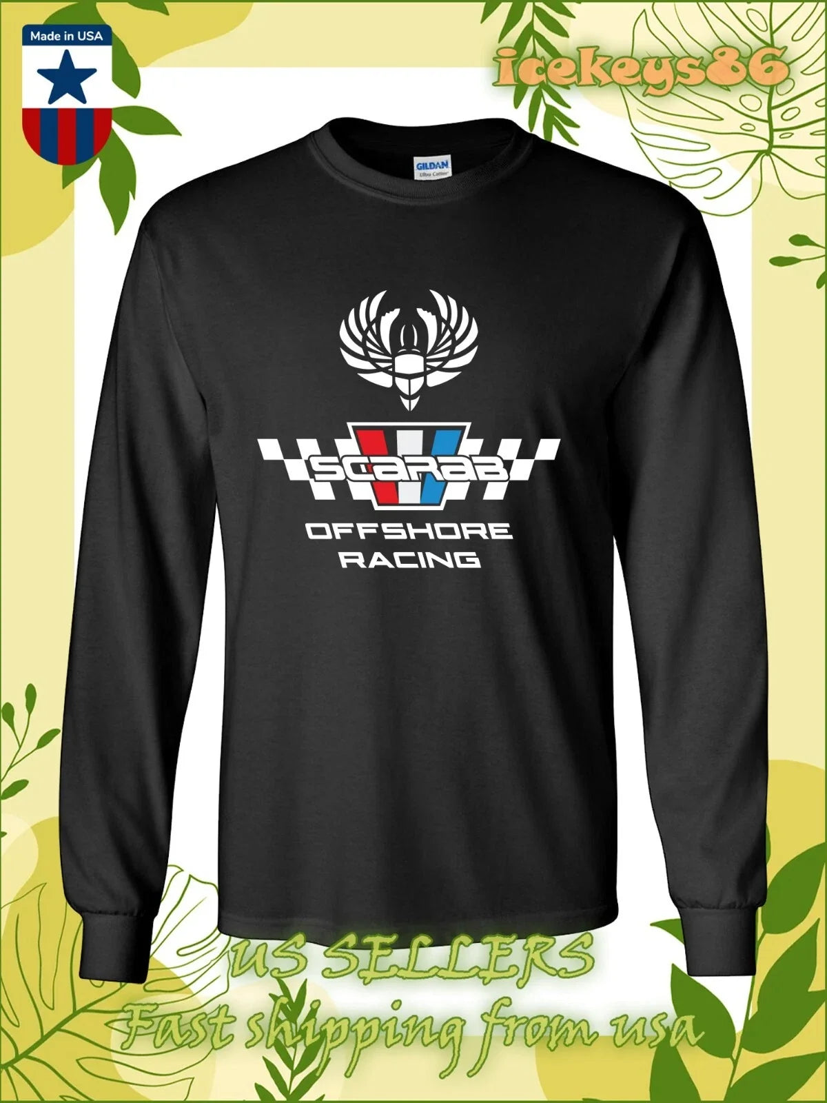 Scarab Power Boats Offshore Racing Men's Long Sleeve T-Shirt American T-Shirt Unisex T-shirt, Sweatshirt, Hoodie, Long Sleeve Tee - T-Shirt, Sweatshirt, Hoodie