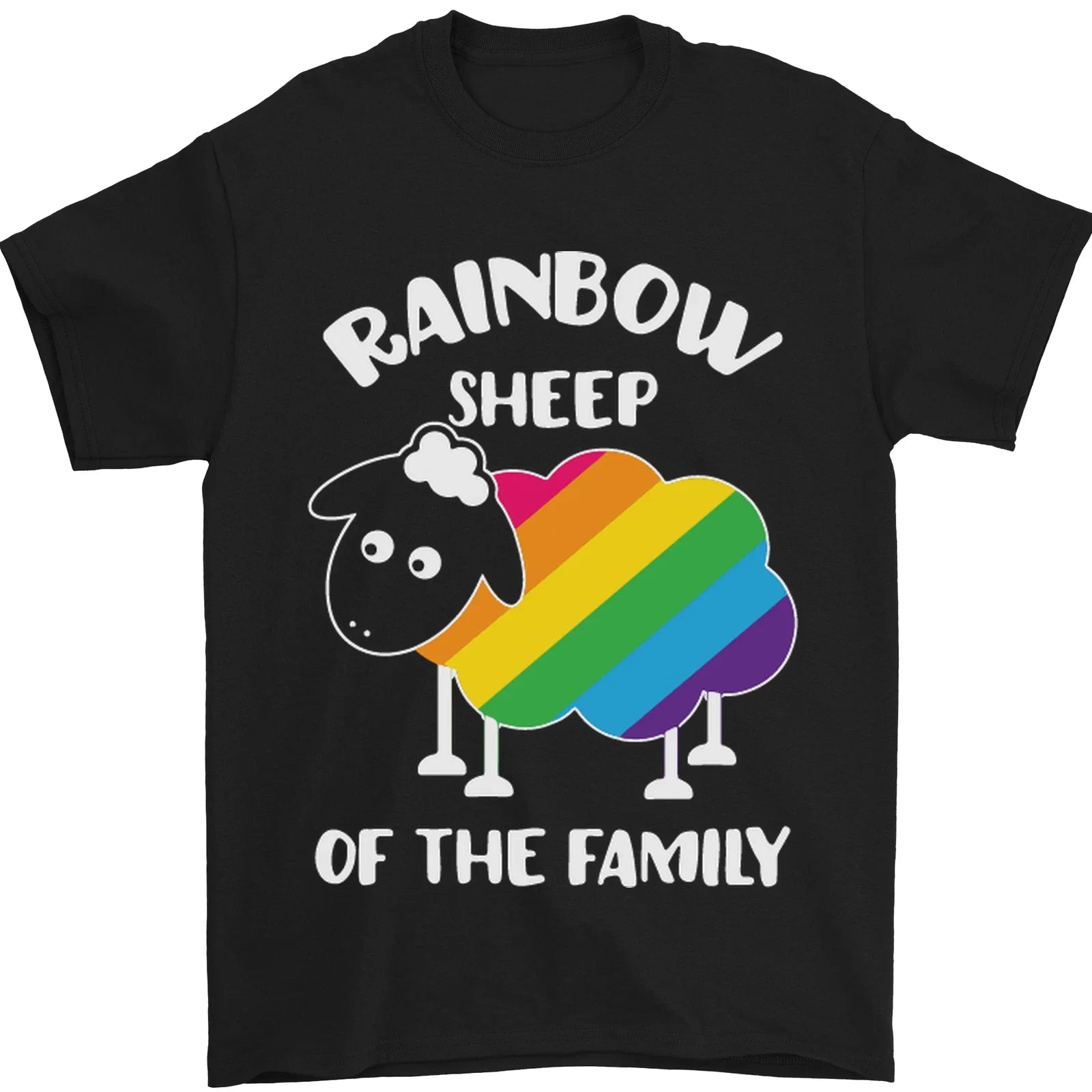 LGBT Rainbow Sheep Funny Gay Pride Day Mens T-Shirt 100% Cotton Unisex T-shirt, Sweatshirt, Hoodie, Long Sleeve Tee - T-Shirt, Sweatshirt, Hoodie