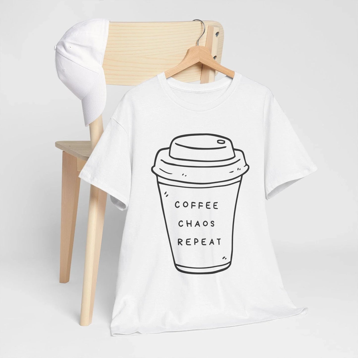 Coffee Chaos Repeat Unisex Heavy Cotton Tee, Gift for Coffee Lovers, Trendy Tee Unisex T-shirt, Sweatshirt, Hoodie, Long Sleeve Tee - T-Shirt, Sweatshirt, Hoodie