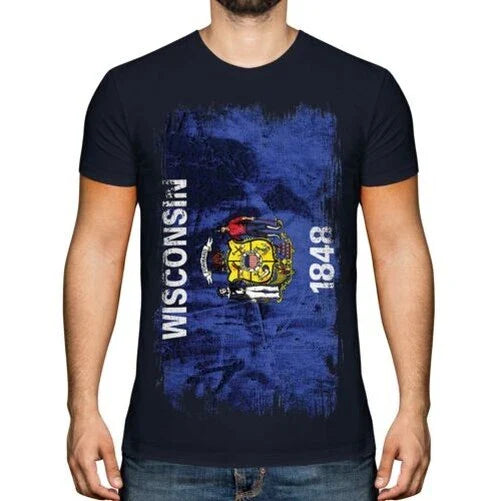 Wisconsin State Grunge Flag Mens T-Shirt Dweller Jersey Gift Unisex T-shirt, Sweatshirt, Hoodie, Long Sleeve Tee - T-Shirt, Sweatshirt, Hoodie