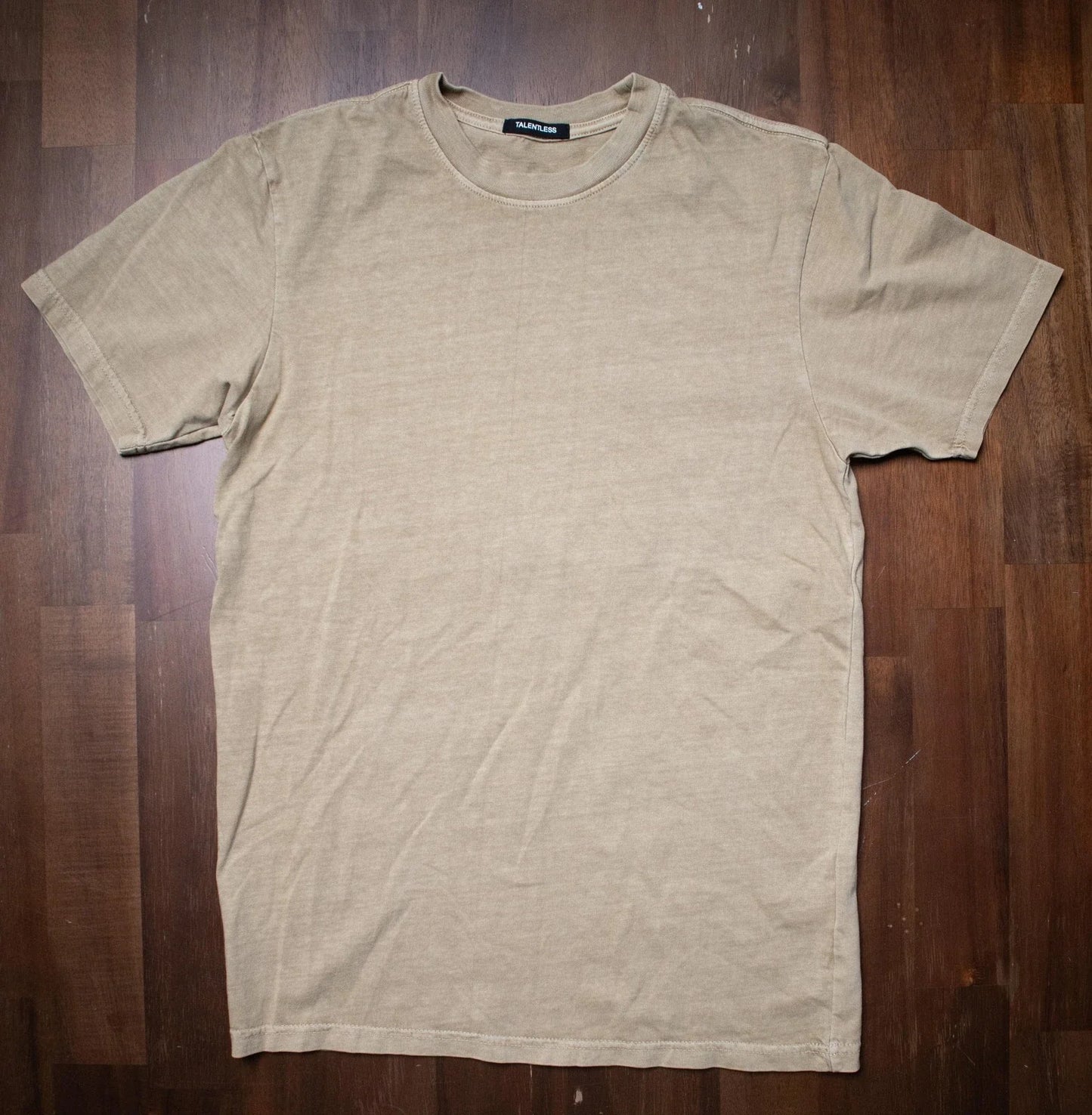 Talentless Shirt Mens Small Beige Crewneck Short Sleeve Casual Cotton Tee Basic Unisex T-shirt, Sweatshirt, Hoodie, Long Sleeve Tee - T-Shirt, Sweatshirt, Hoodie