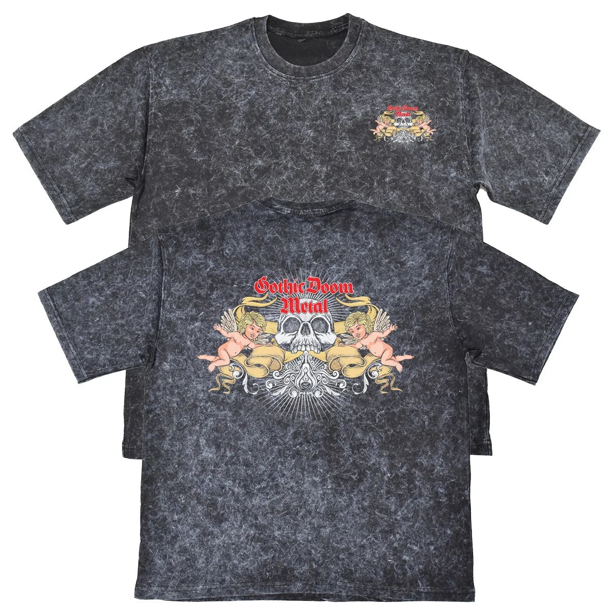 Gothic Doom Metal Unisex Mens Carbon Grey 240gsm Acid Wash T-Shirt Gift Unisex T-shirt, Sweatshirt, Hoodie, Long Sleeve Tee - T-Shirt, Sweatshirt, Hoodie