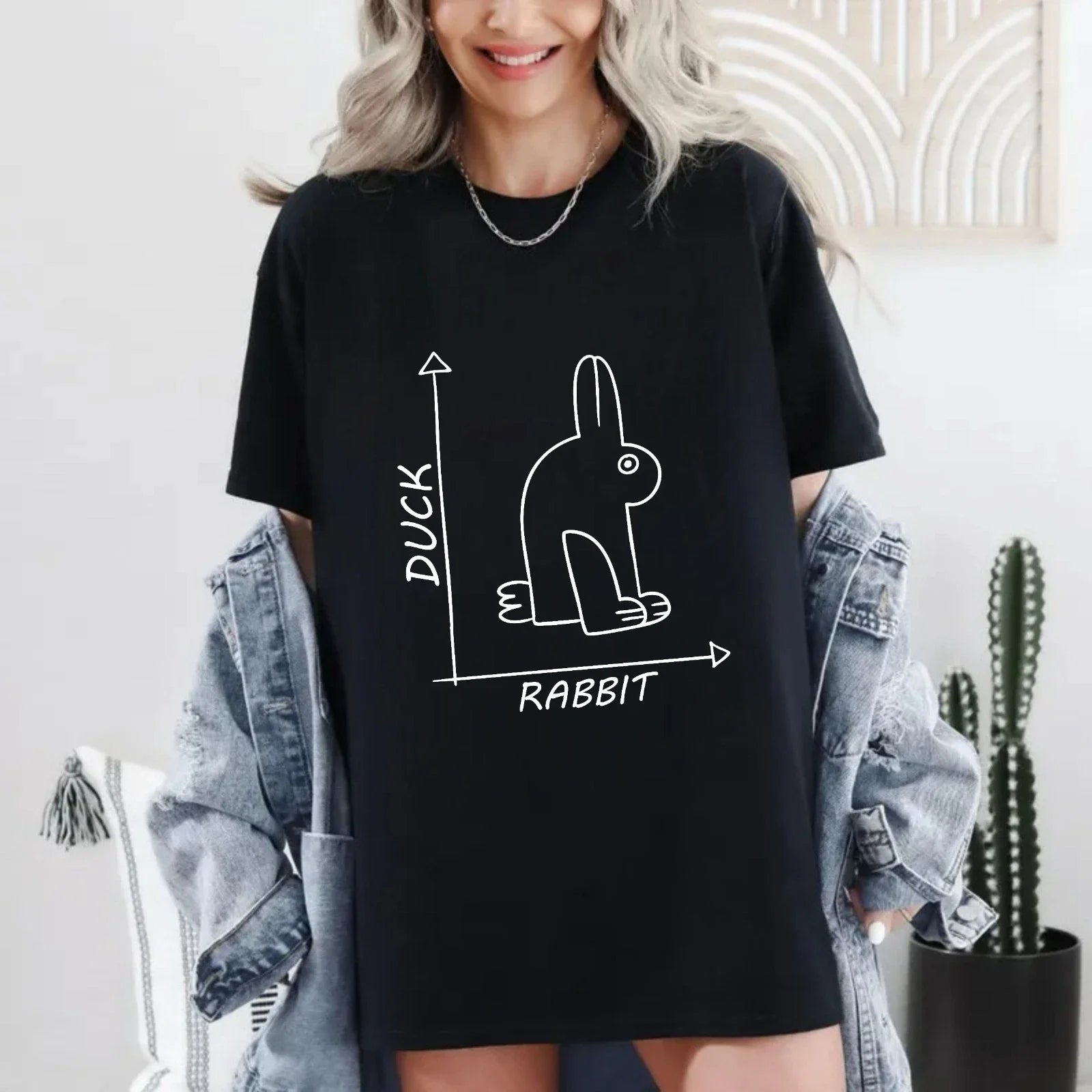 Funny Duck Rabbit Optical Illusion T-Shirt Minimalist Graphic Shirt Animal Tee Unisex T-shirt, Sweatshirt, Hoodie, Long Sleeve Tee - T-Shirt, Sweatshirt, Hoodie